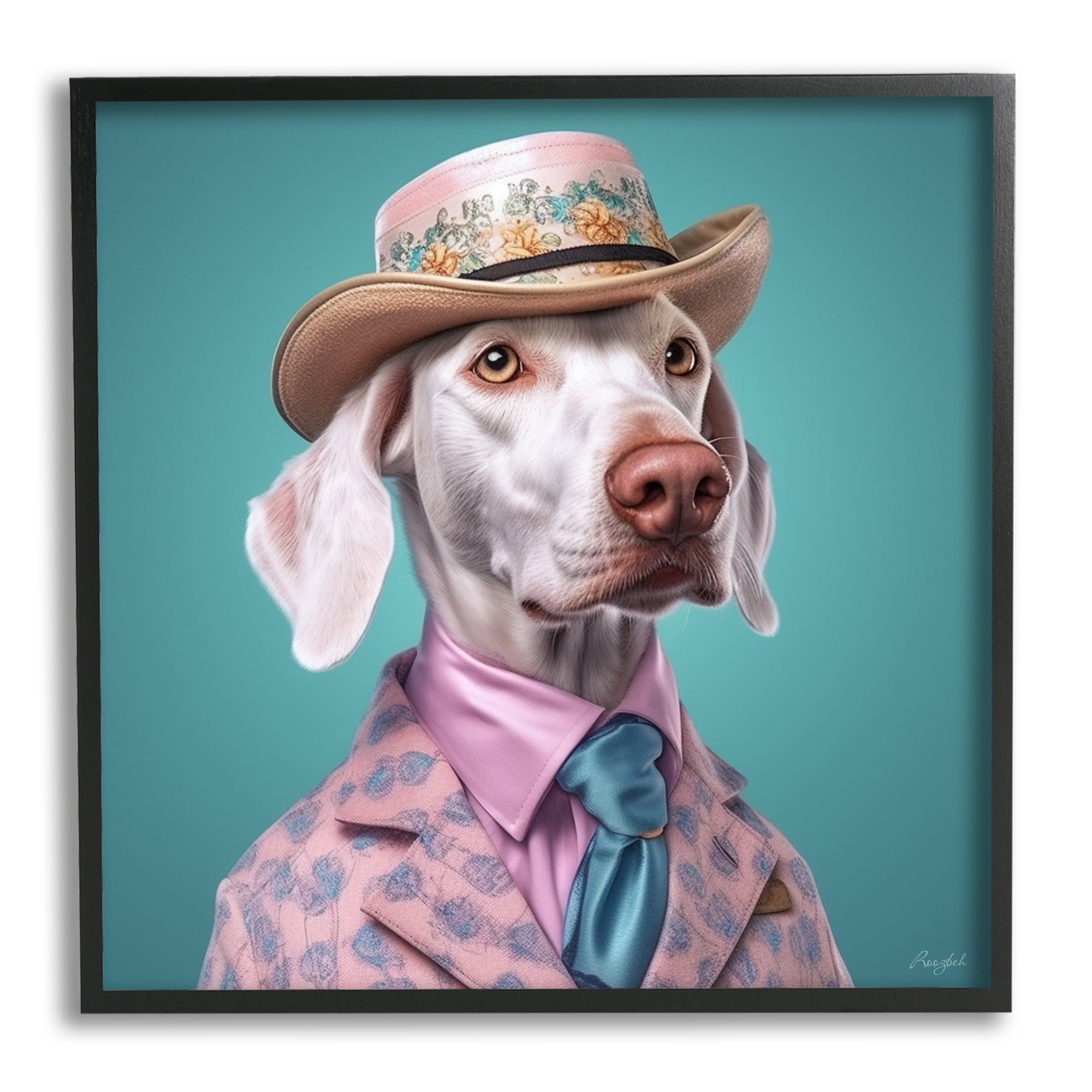 Stupell Industries Fancy Dog in Suit Animals & Insects Painting Black Framed Art Print Wall Art, 12 x 12