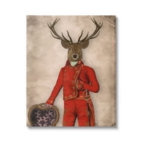 Stupell Industries Fancy Elk in Red Suit Animals & Insects Painting Gallery Wrapped Canvas Art Print Wall Art, 16 x 20