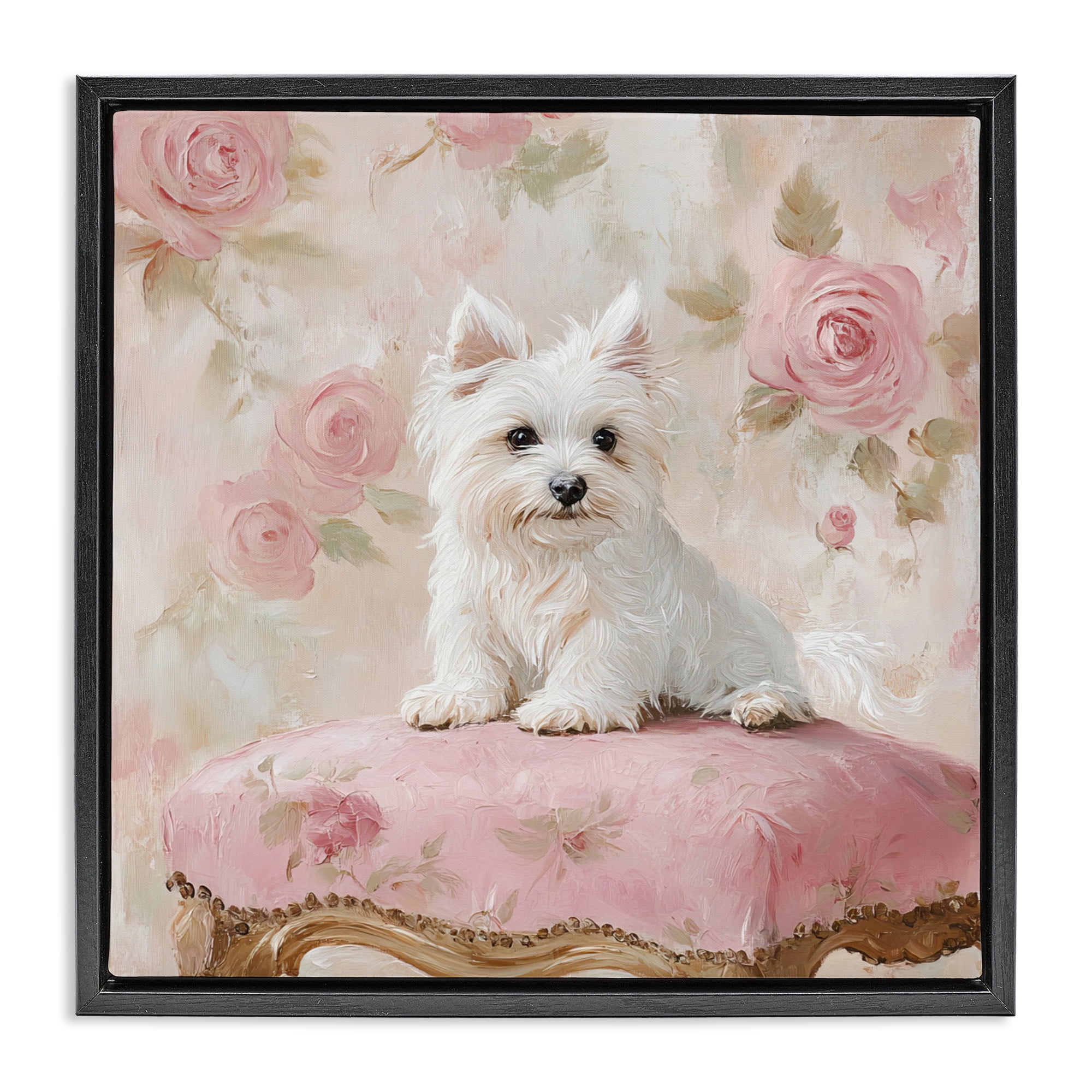 Stupell Industries Fancy Francesca Puppy Black Framed Floater Canvas Wall Art, design by Tina LeCour