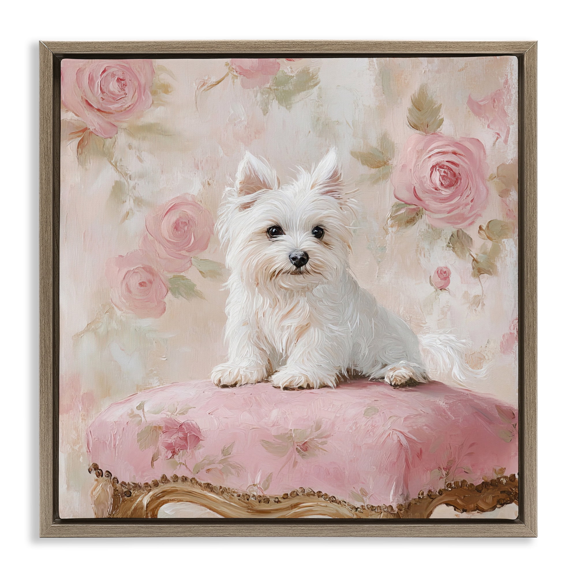 Stupell Industries Fancy Francesca Puppy Brown Framed Floater Canvas Wall Art, design by Tina LeCour
