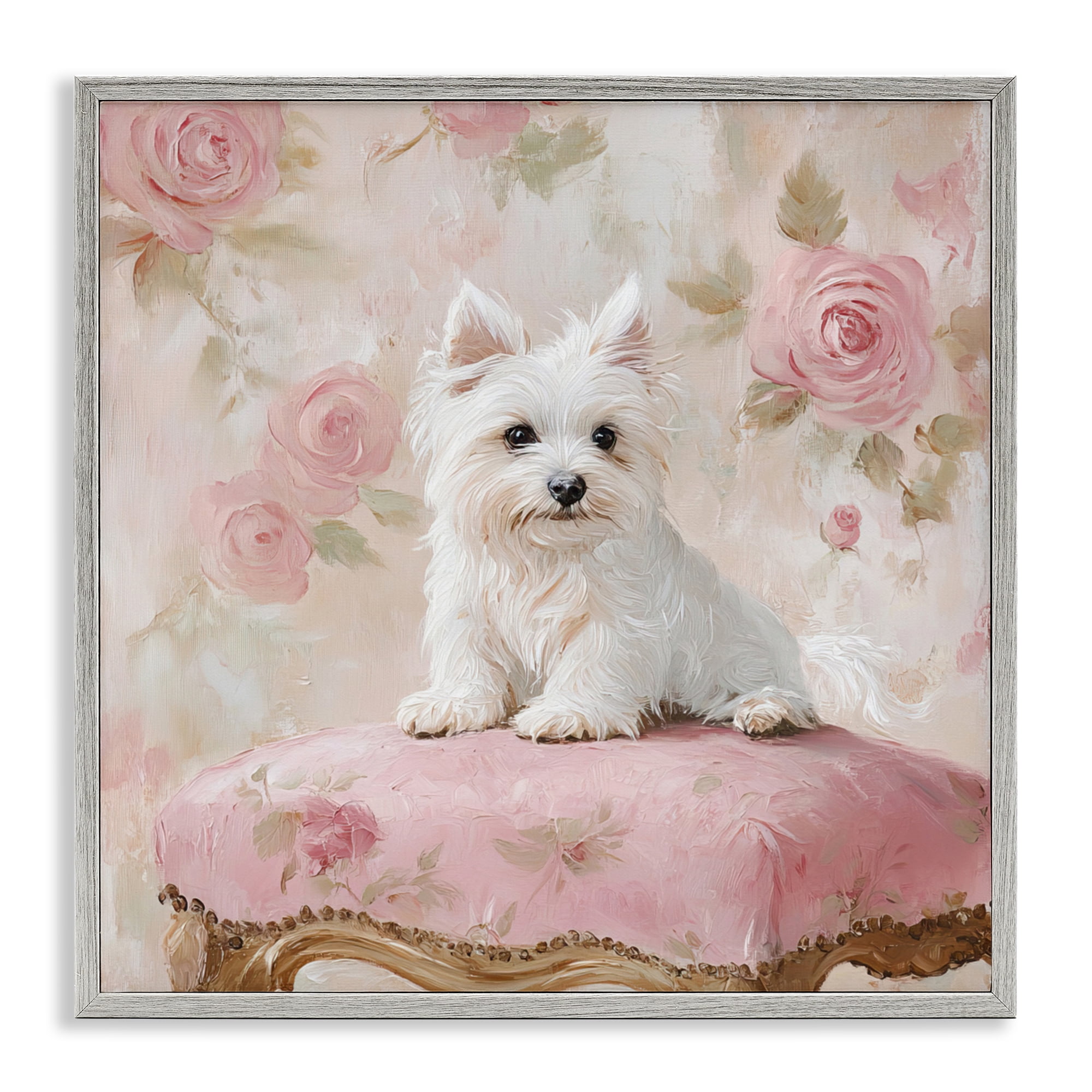 Stupell Industries Fancy Francesca Puppy Gray Framed Giclee Art, design by Tina LeCour