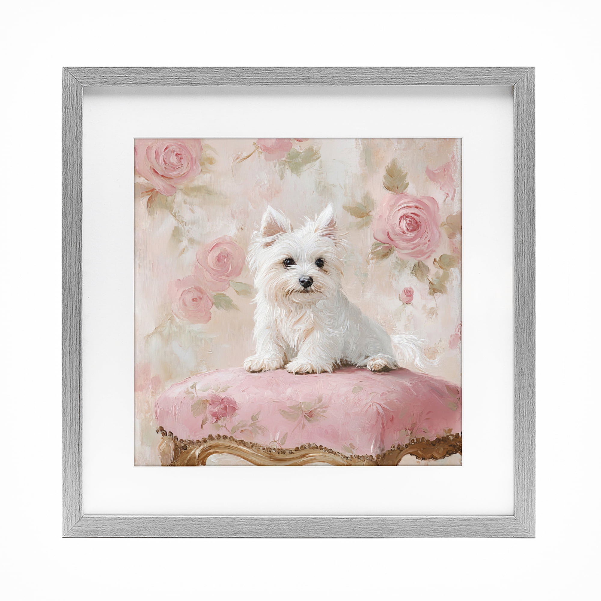 Stupell Industries Fancy Francesca Puppy Gray Framed Print Under Glass, design by Tina LeCour
