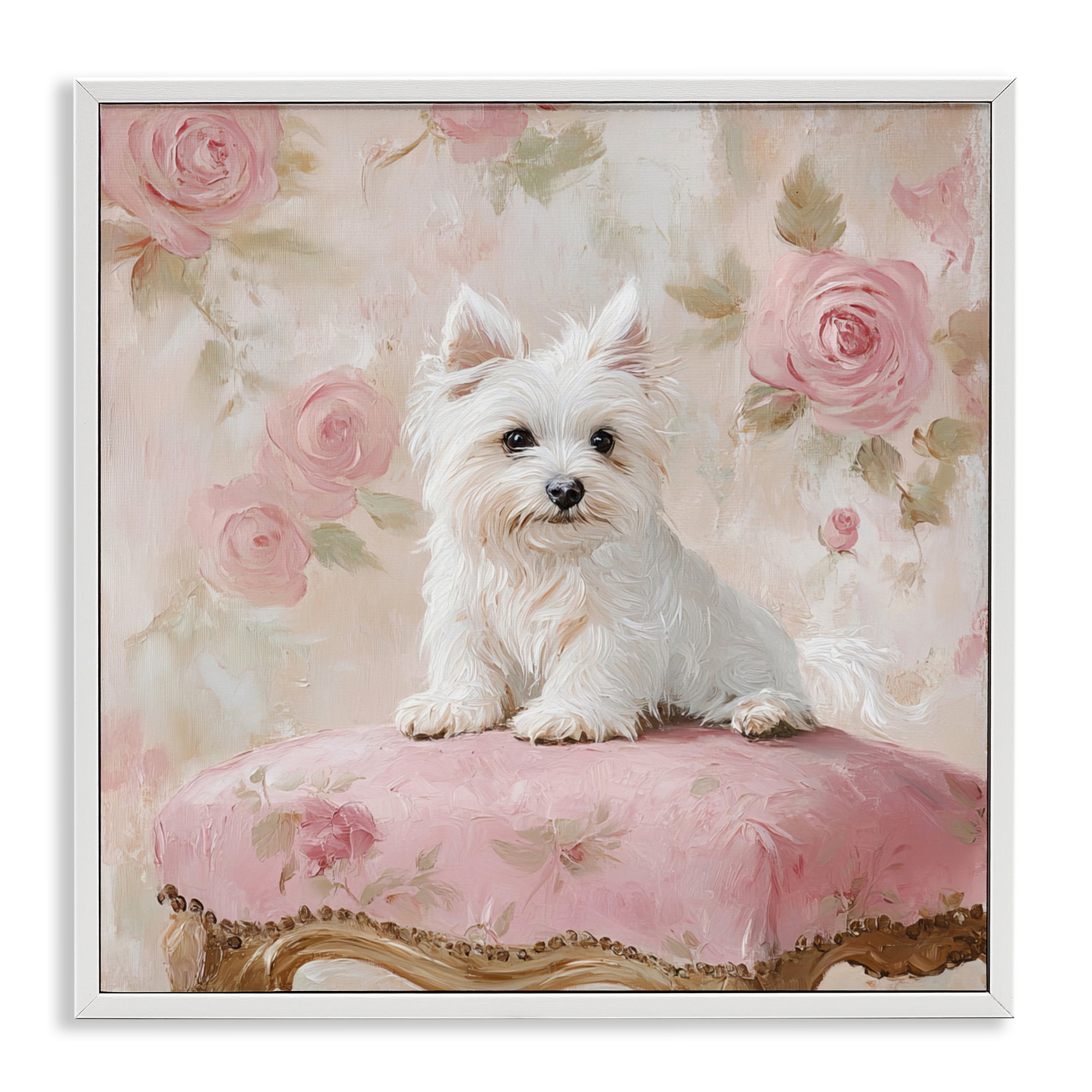 Stupell Industries Fancy Francesca Puppy White Framed Giclee Art, design by Tina LeCour
