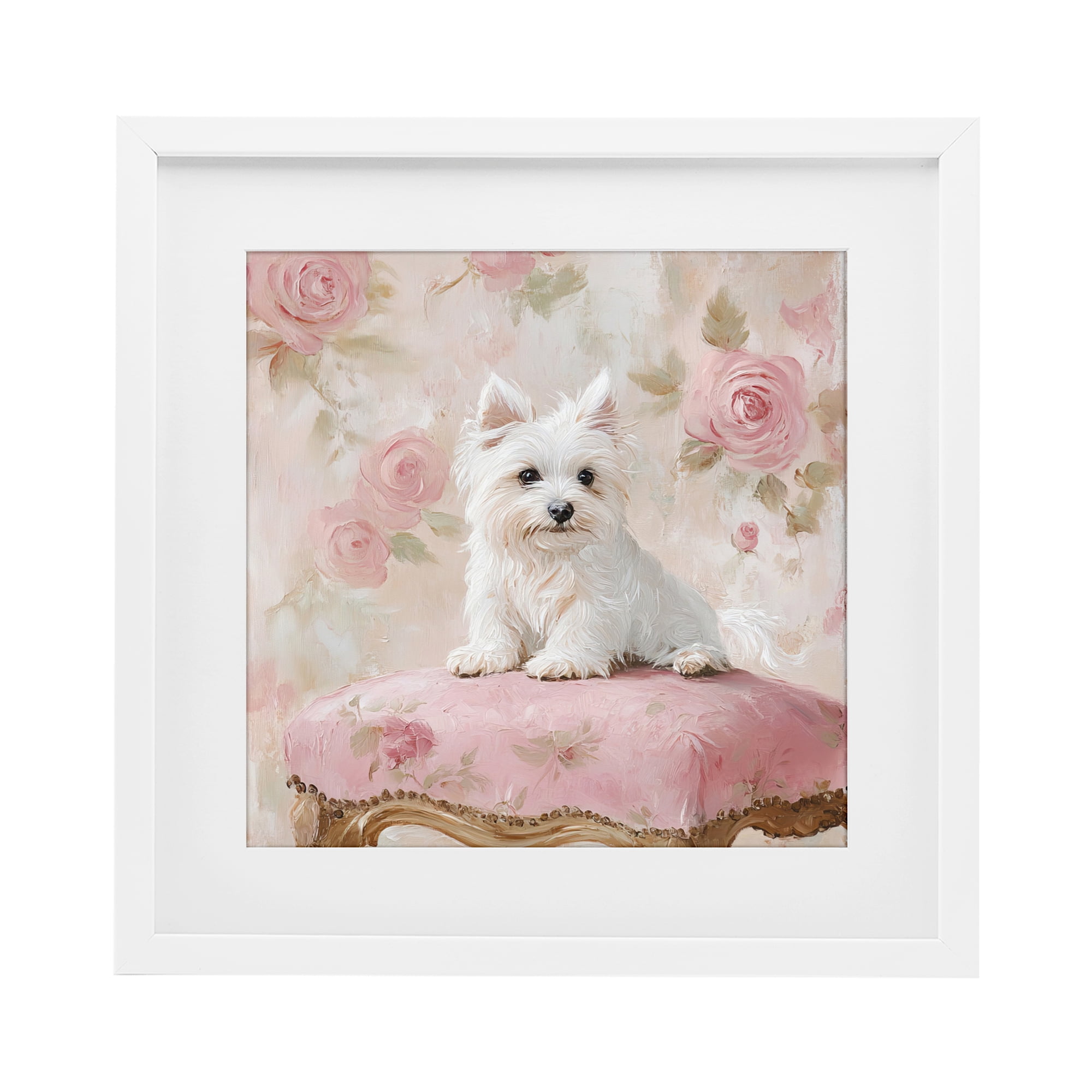 Stupell Industries Fancy Francesca Puppy White Framed Print Under Glass, design by Tina LeCour