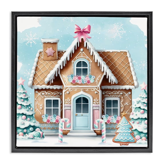 Stupell Industries Contemporary Fancy Gingerbread House Black Floating Frame Canvas Art, 18 x 18, by Nicole DeCamp