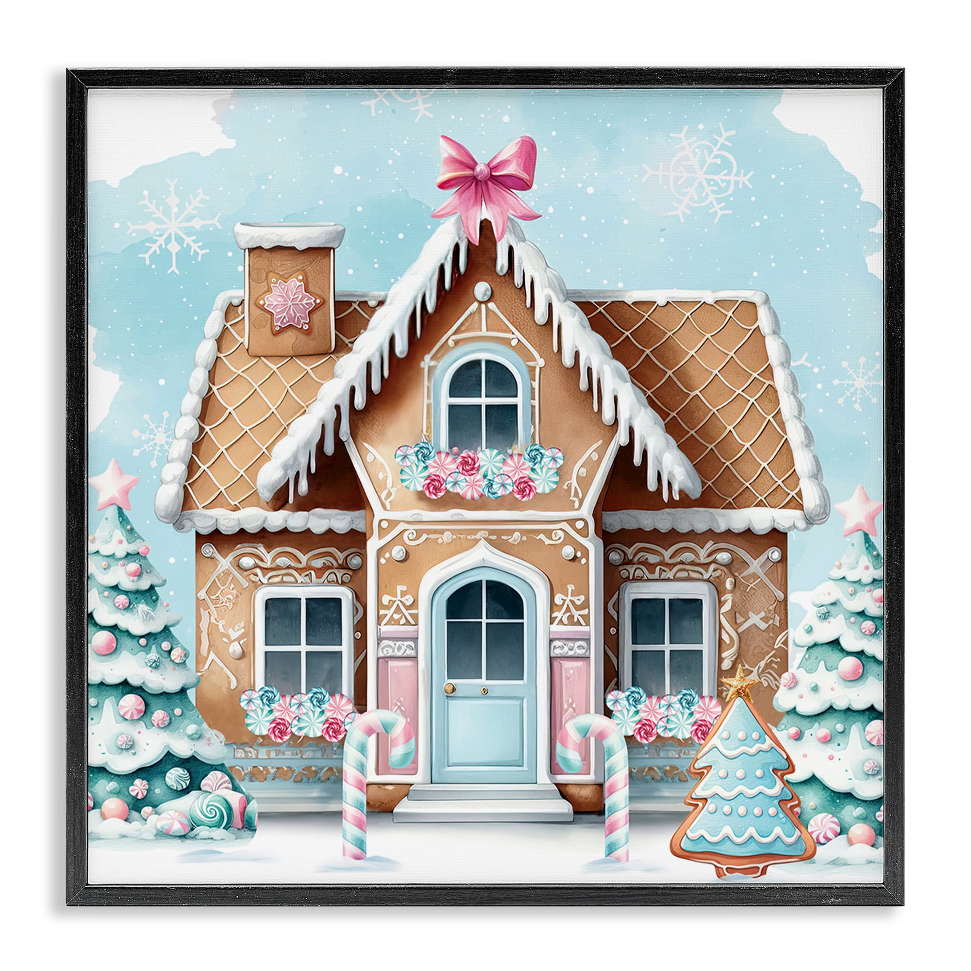 Stupell Industries Fancy Gingerbread House Holiday Painting Black Framed Art Prints Wall Art, 17 x 17