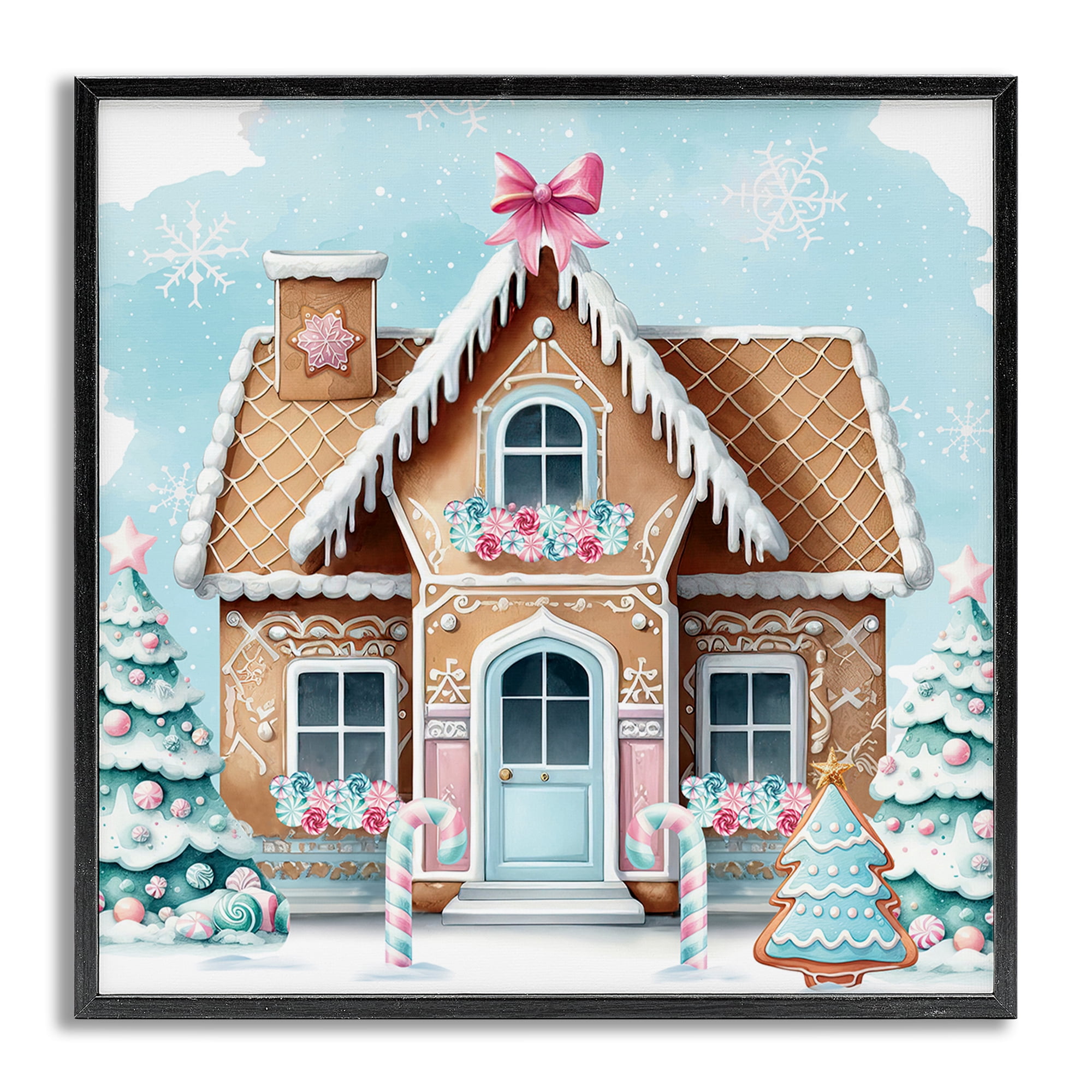 Stupell Industries Fancy Gingerbread House Holiday Painting Gray Framed Art Prints Wall Art, 17 x 17