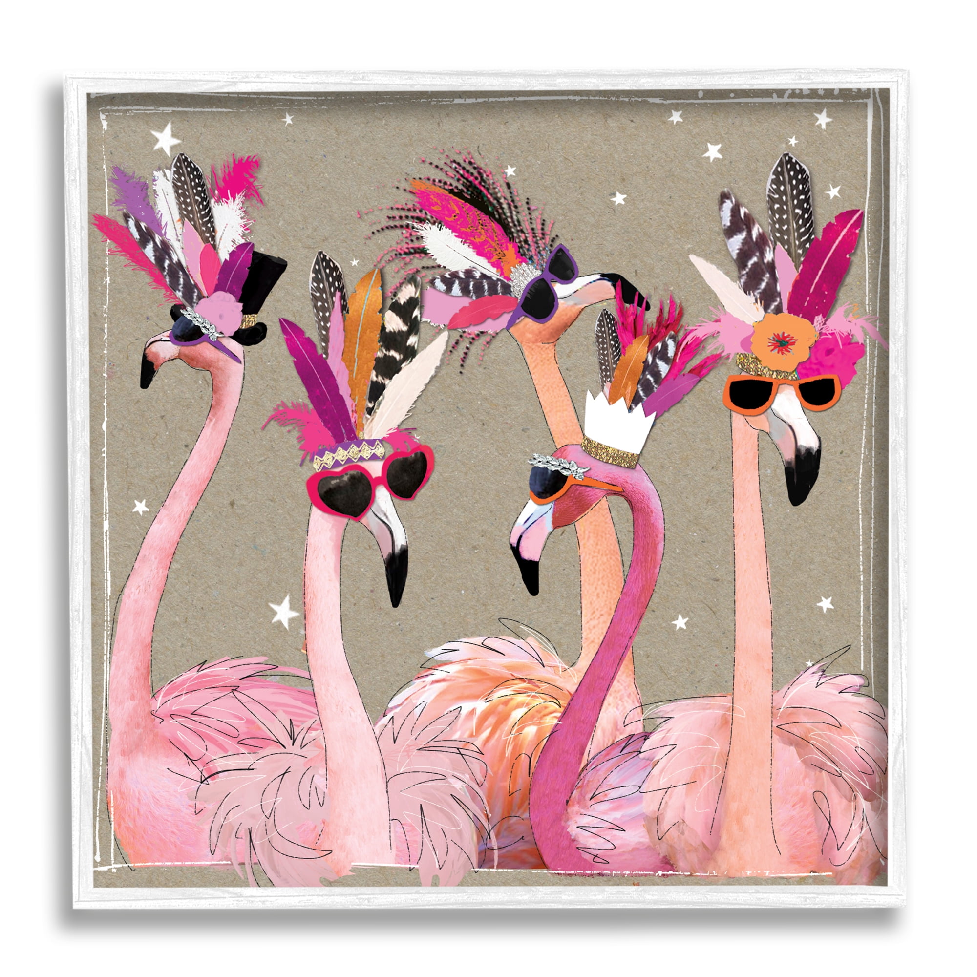 Stupell Industries Fancy Pants Flamingos, 24 x 24,Design by Hammond Gower