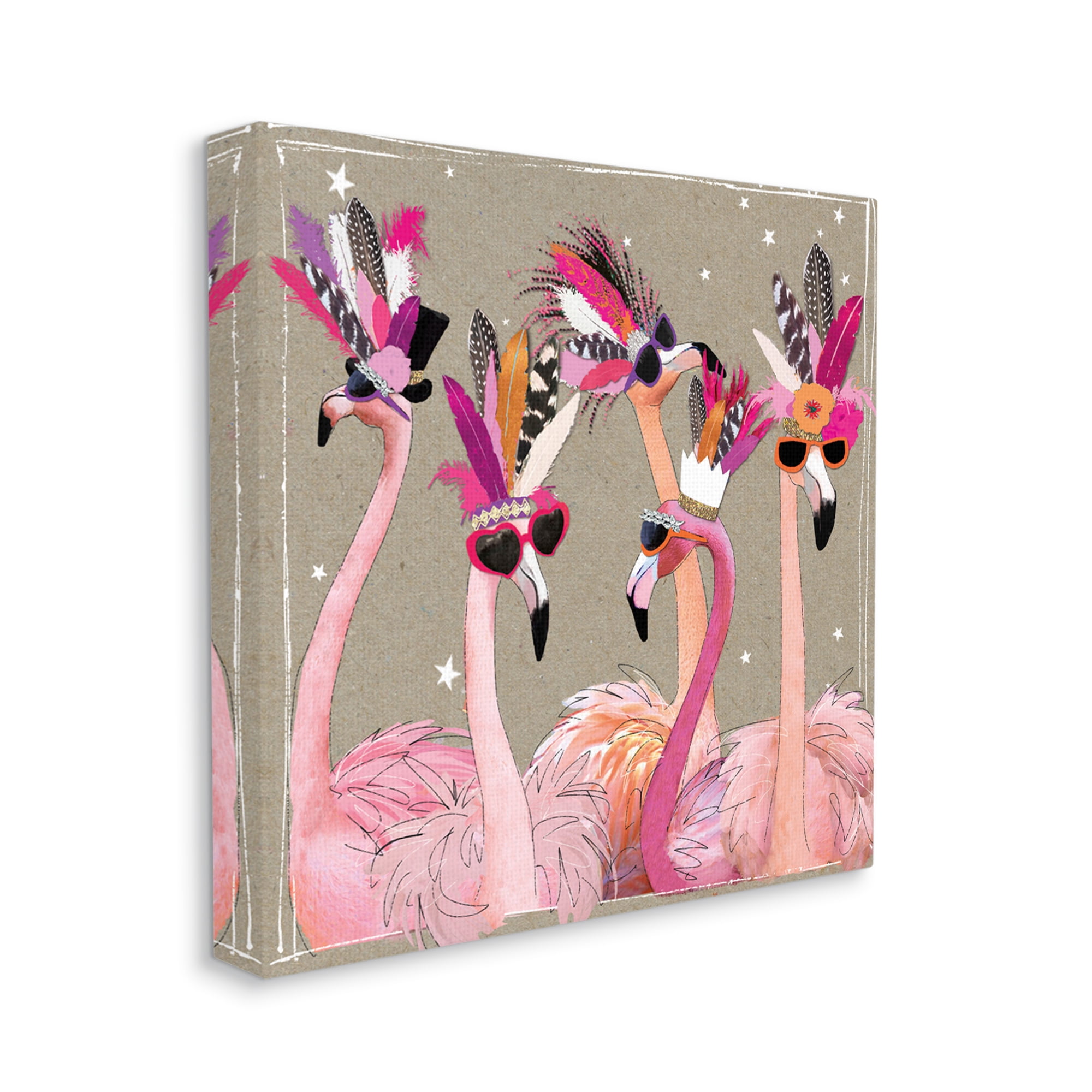 Stupell Industries Fancy Pants Flamingos Animals & Insects Painting Gallery Wrapped Canvas Art Print Wall Art, 36 x 36