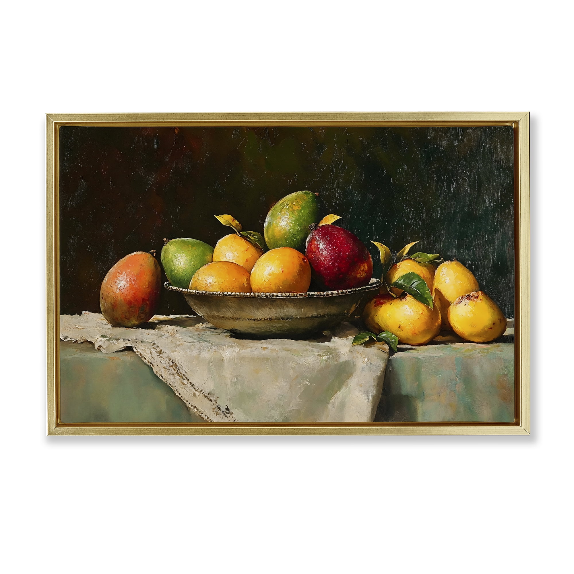 Stupell Industries Fancy Table Fruit Arrangement Gold Framed Floater Canvas Wall Art, design by Creative Studio