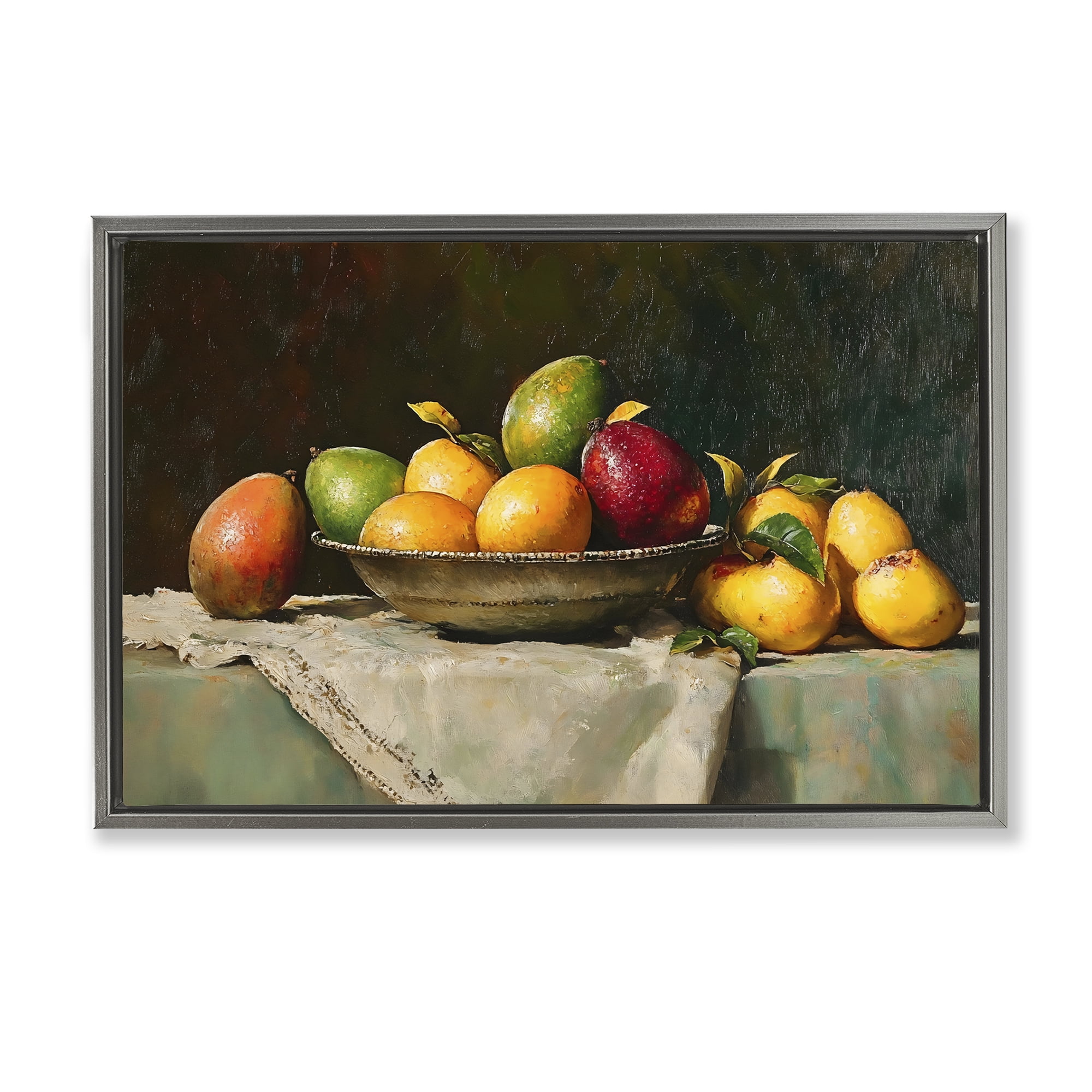 Stupell Industries Fancy Table Fruit Arrangement Gray Framed Floater Canvas Wall Art, design by Creative Studio