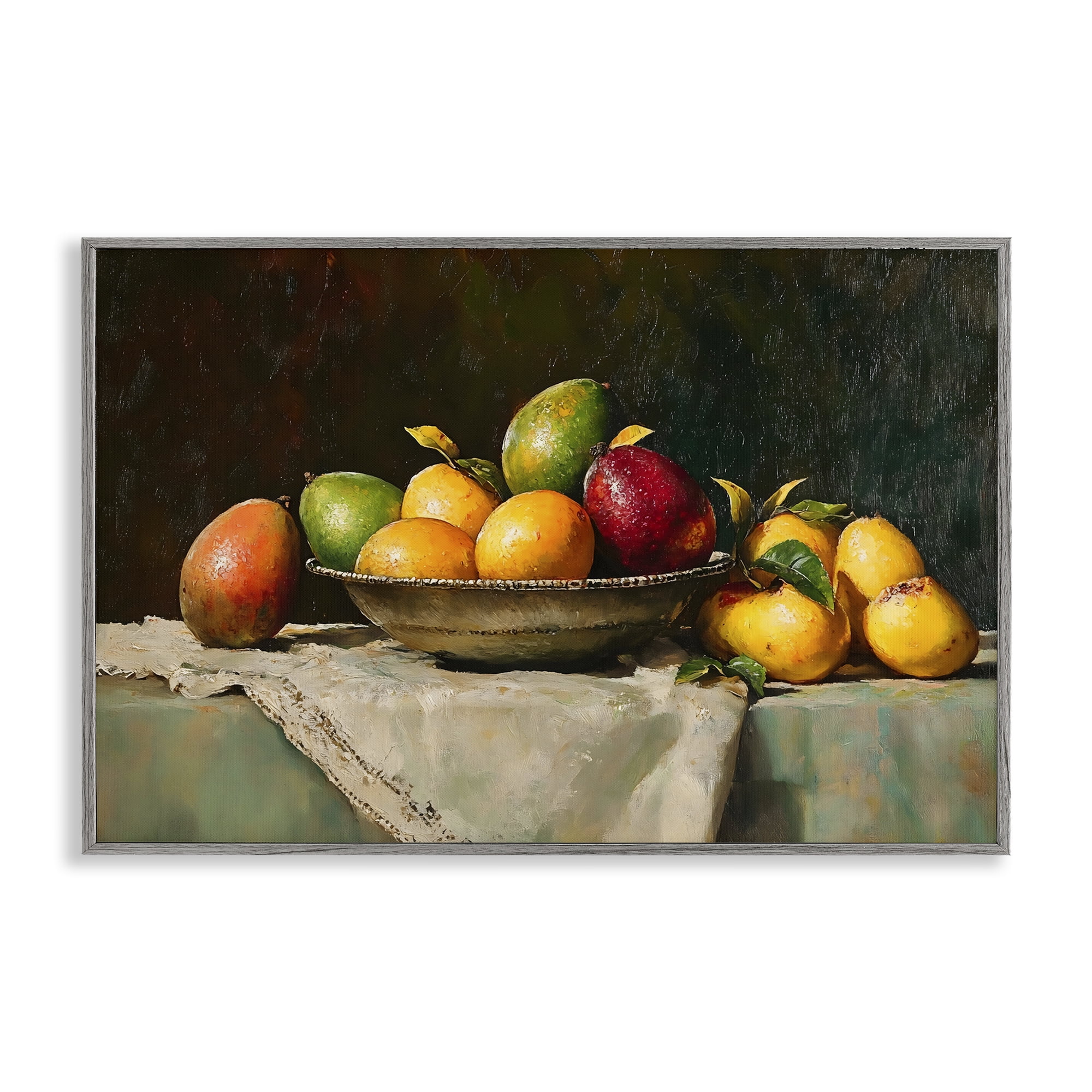 Stupell Industries Fancy Table Fruit Arrangement Gray Framed Giclee Art, design by Creative Studio