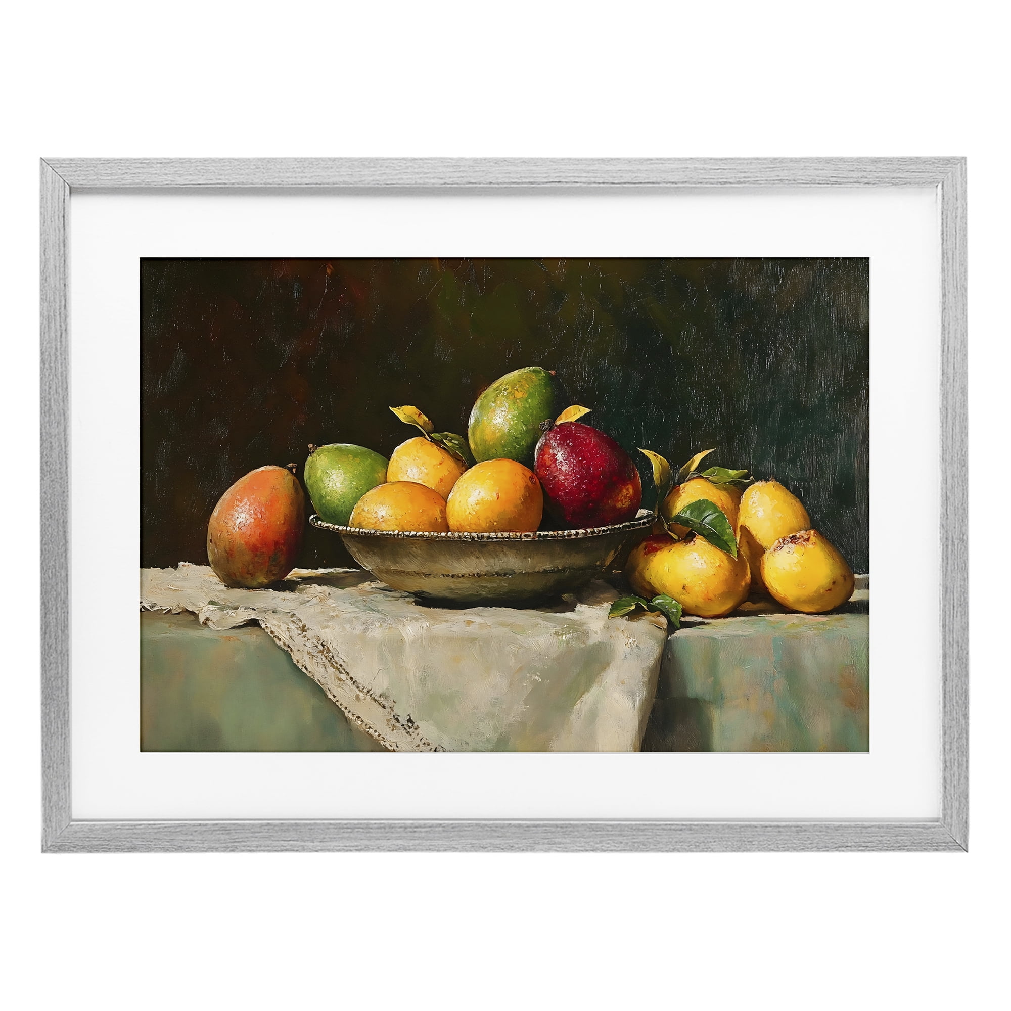 Stupell Industries Fancy Table Fruit Arrangement Gray Framed Print Under Glass, design by Creative Studio