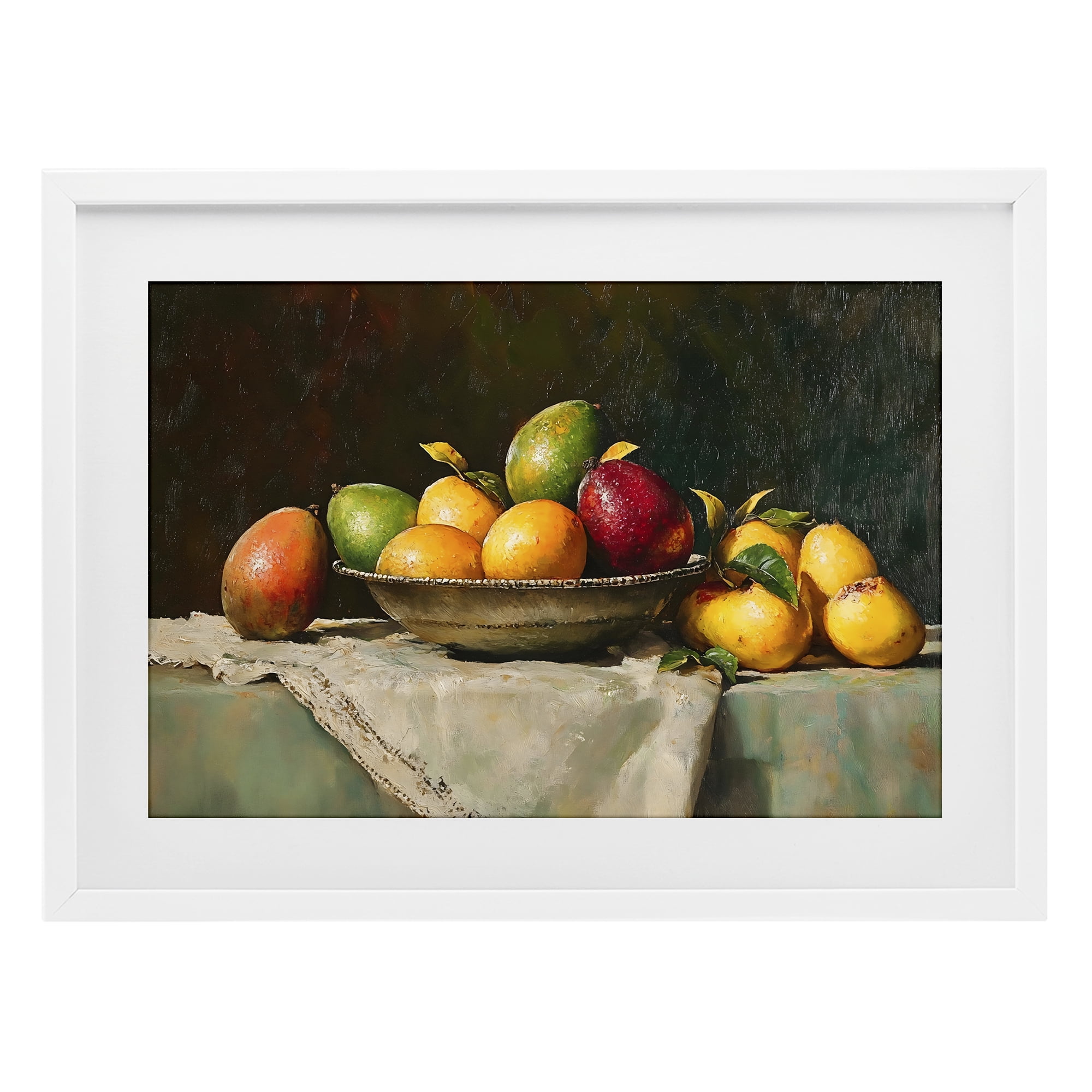 Stupell Industries Fancy Table Fruit Arrangement White Framed Print Under Glass, design by Creative Studio