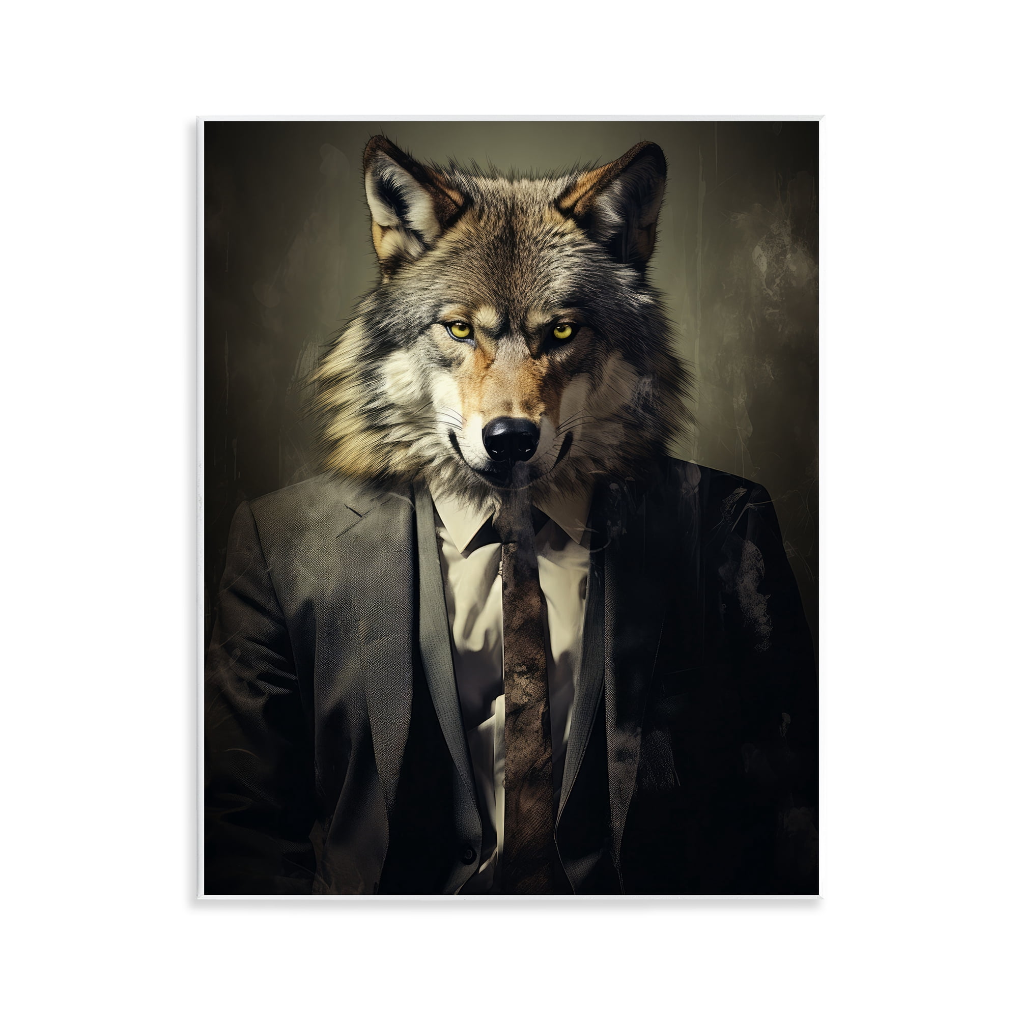 Stupell Industries Fancy Wolf in Suit Wall Plaque Art, design by Ray Powers