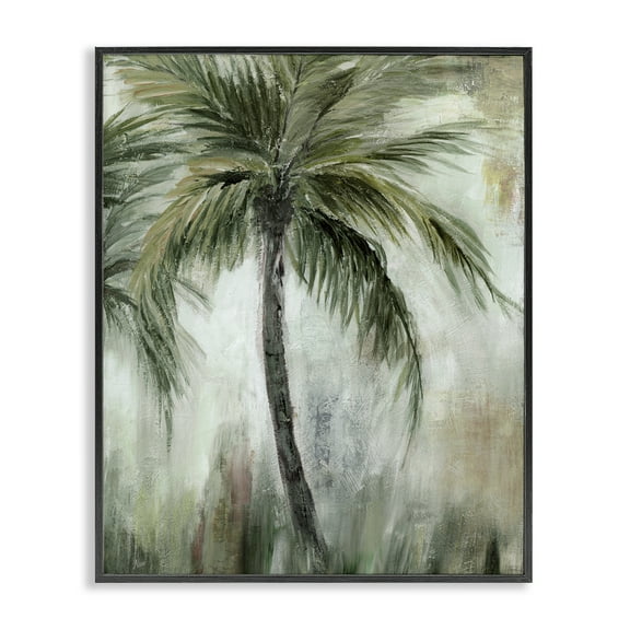 Stupell Industries Fanned Palms Impression Plants & Flowers Painting Black Framed Art Print Wall Art, 11 x 14
