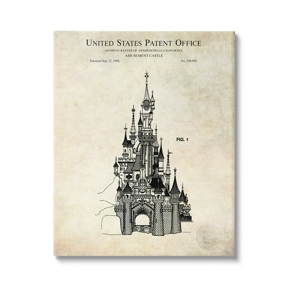 Stupell Industries Fantasy Castle Vintage Diagram Graphic Art Gallery Wrapped Canvas Print Wall Art, Design by Karl Hronek