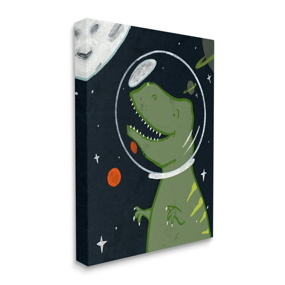 Stupell Industries Fantasy Dinosaur Astronaut Milky Way Space T-Rex Outer Space Painting Gallery Wrapped Canvas Print Wall Art, 30 x 40