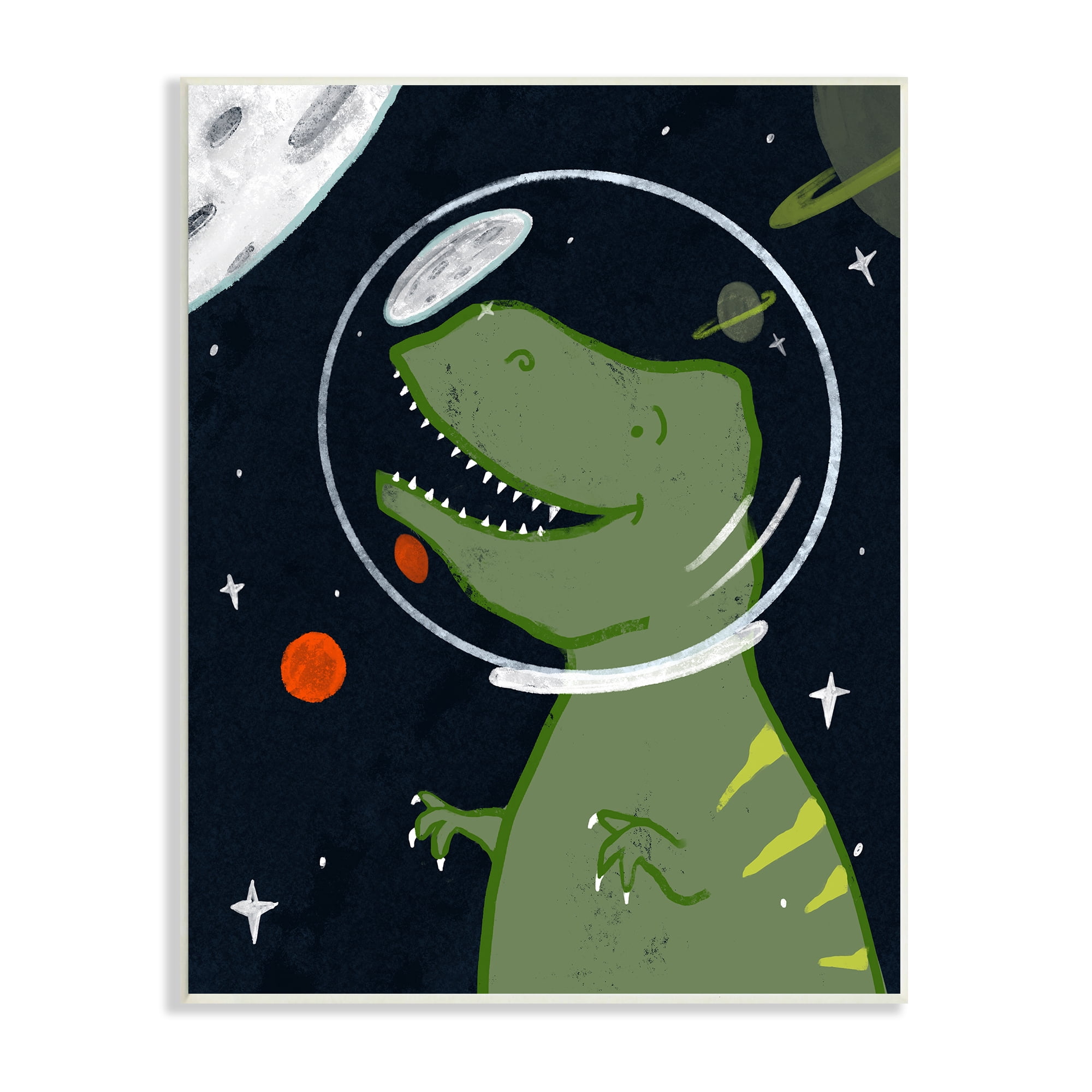 Stupell Industries Fantasy Dinosaur Astronaut Milky Way Space T-Rex Outer Space Painting Unframed Art Print Wall Art, 13 x 19