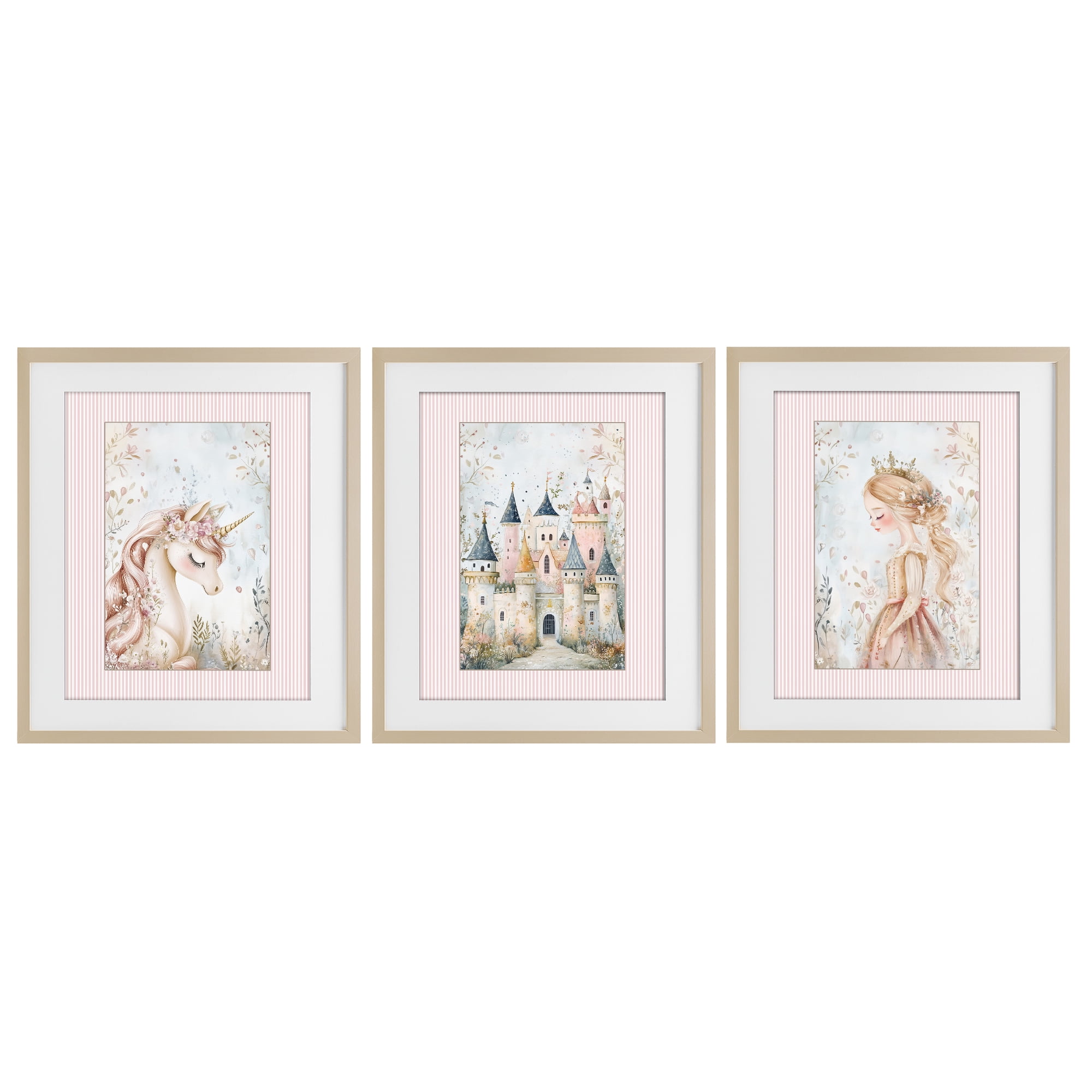 Stupell Industries Fantasy Enchanted Dreams 3 Piece Birch Framed Print Under Glass Set, design by Christine Simpson Art