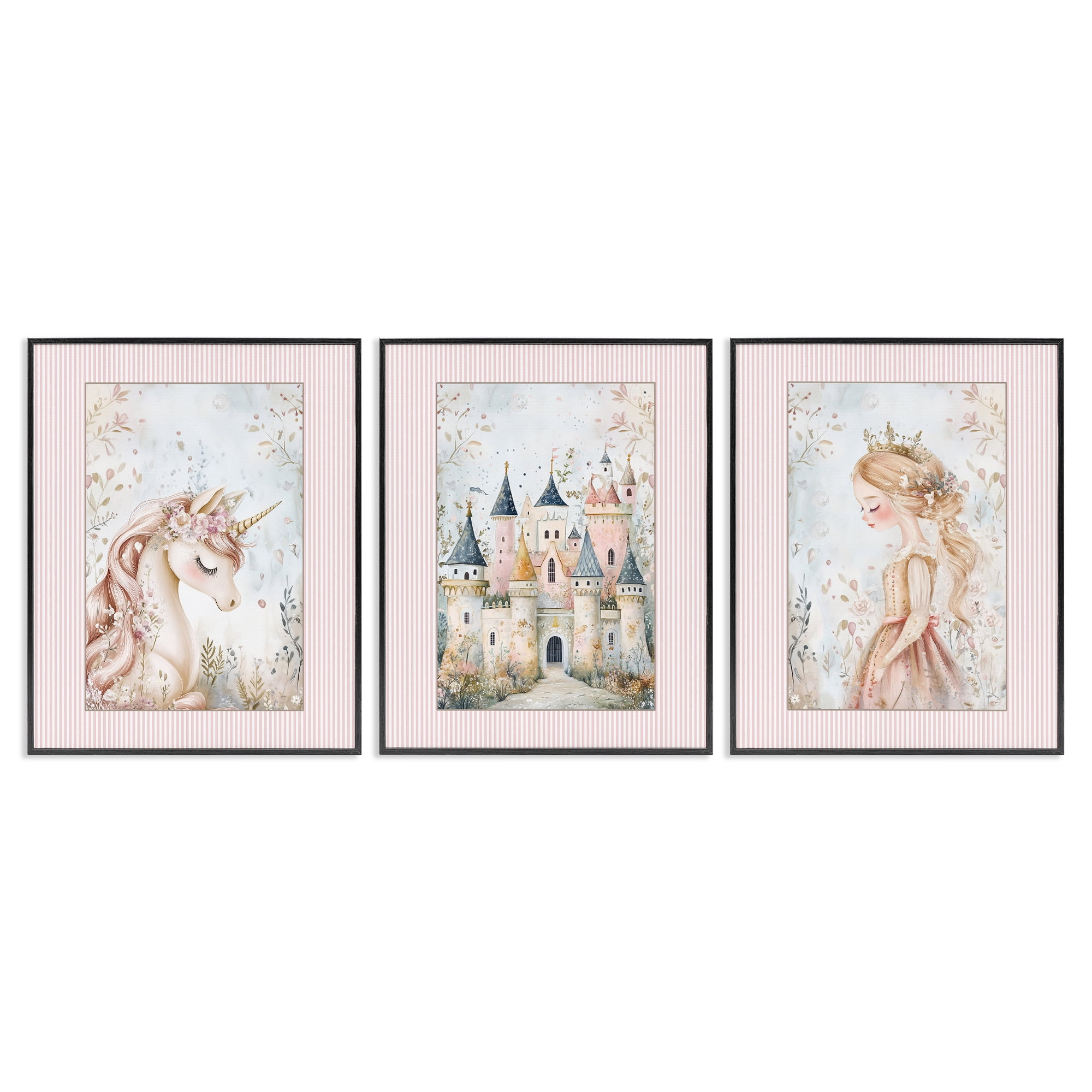 Stupell Industries Fantasy Enchanted Dreams 3 Piece Black Framed Giclee Art Set, design by Christine Simpson Art