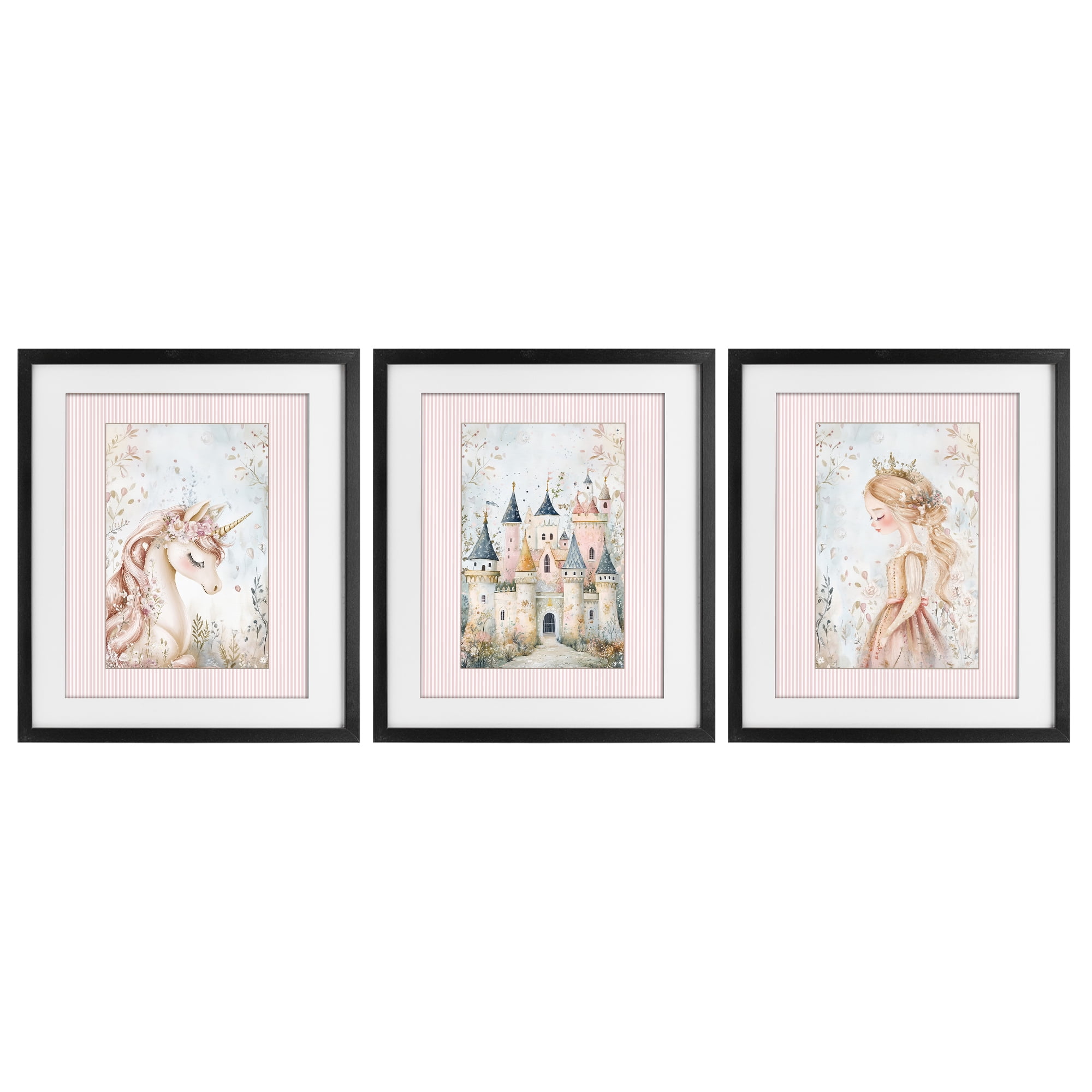 Stupell Industries Fantasy Enchanted Dreams 3 Piece Black Framed Print Under Glass Set, design by Christine Simpson Art