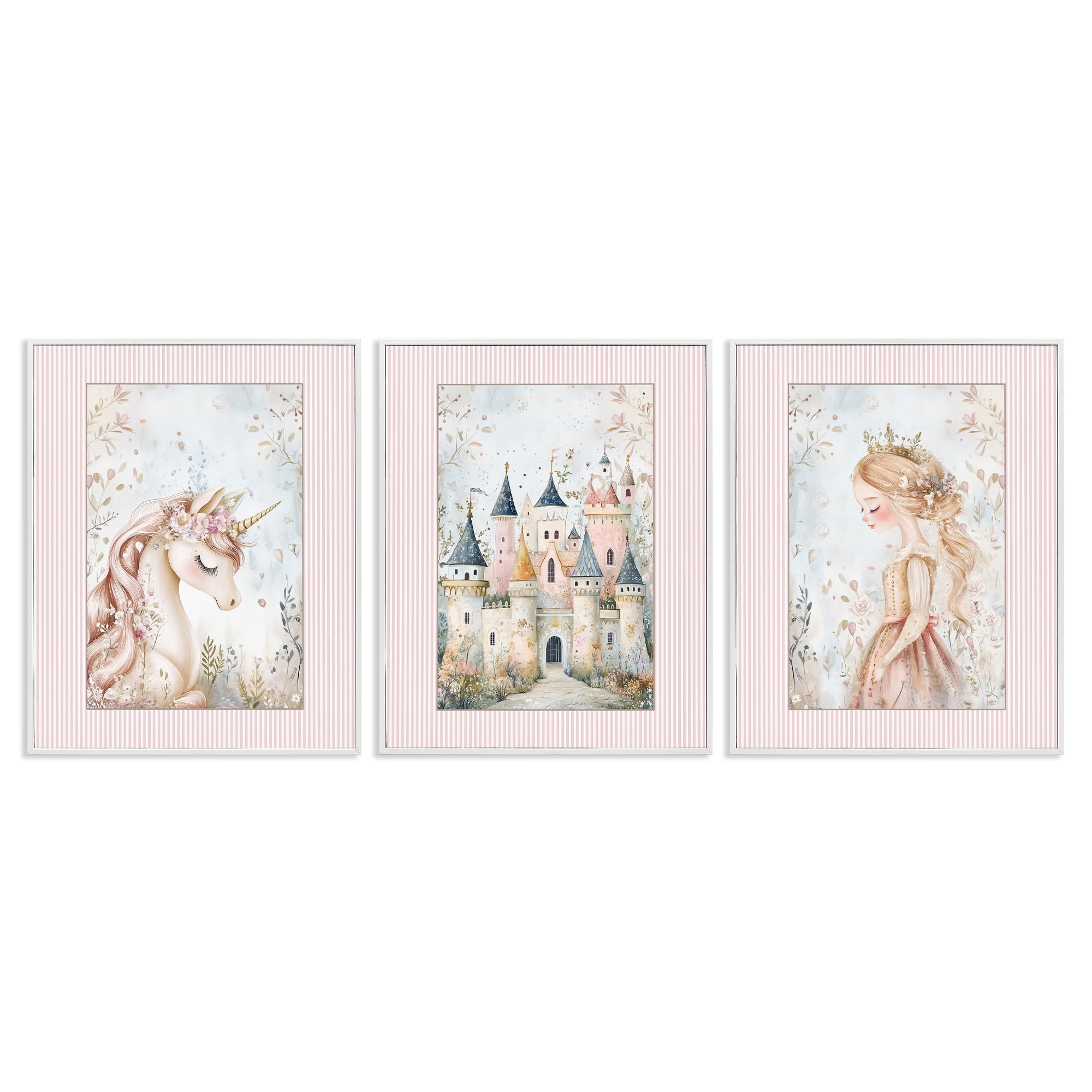 Stupell Industries Fantasy Enchanted Dreams 3 Piece White Framed Giclee Art Set, design by Christine Simpson Art