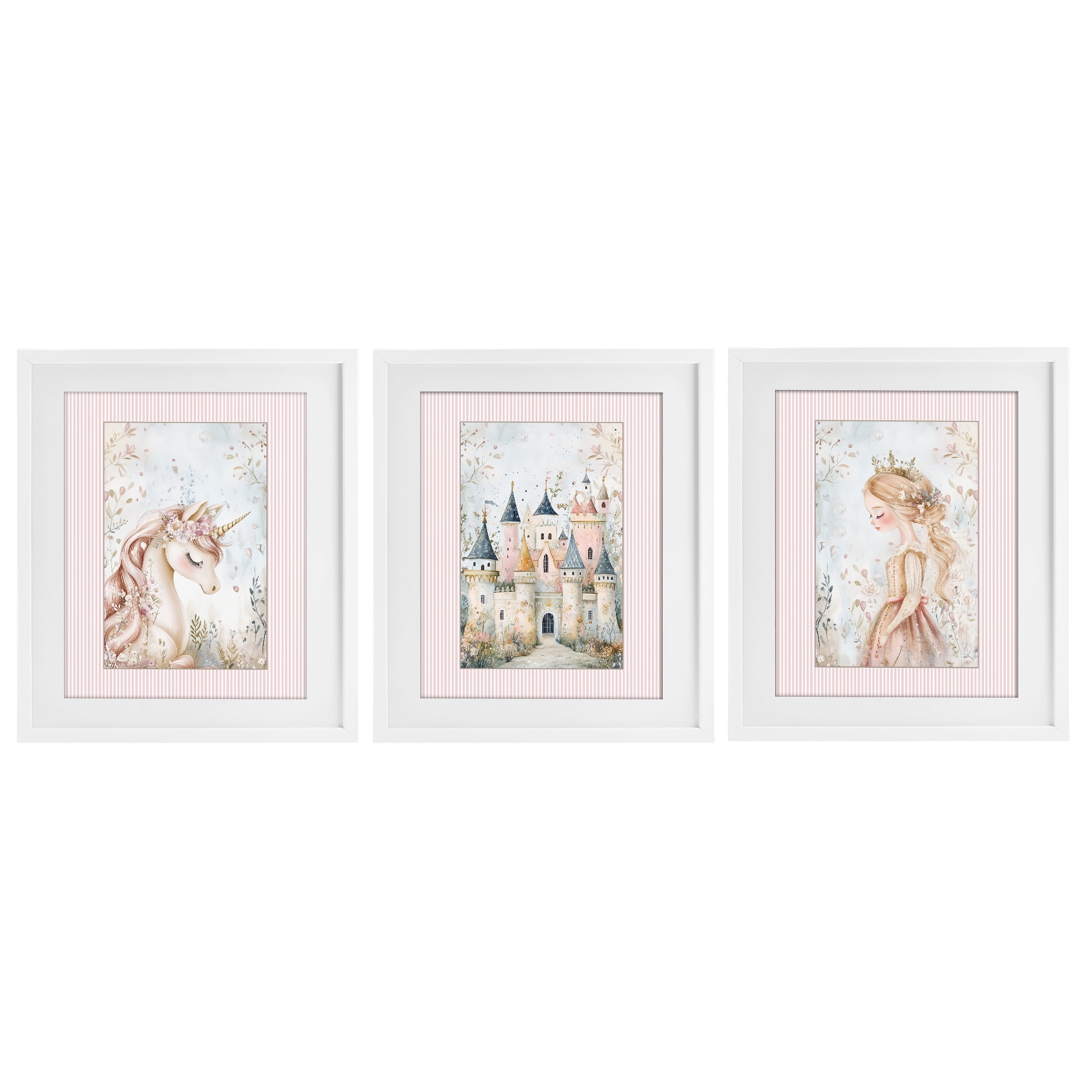 Stupell Industries Fantasy Enchanted Dreams 3 Piece White Framed Print Under Glass Set, design by Christine Simpson Art