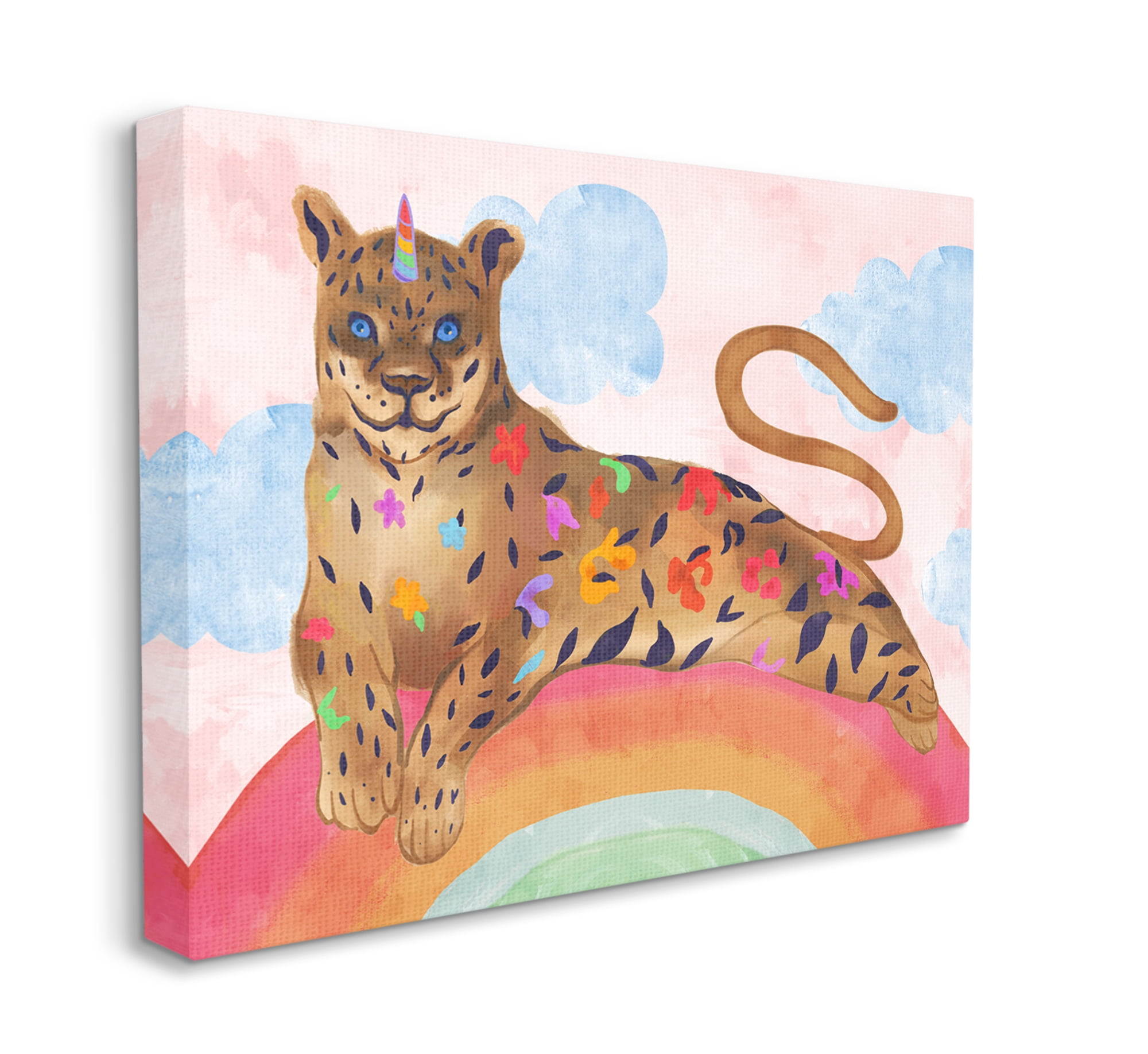 Stupell Industries Fantasy Jungle Cat On Mystical Rainbow Canvas Wall Art, 30 x 40, Design by Daphne Polselli