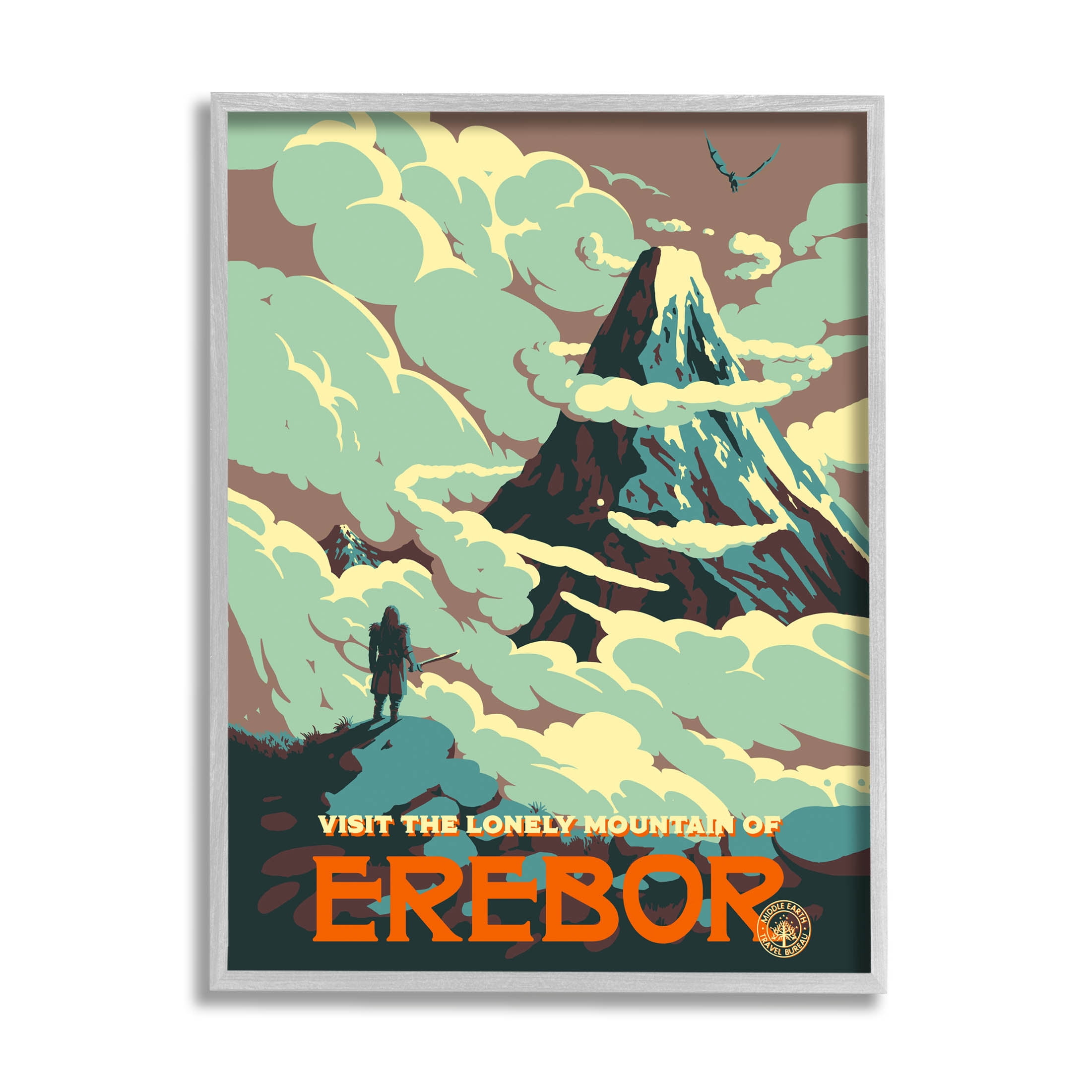 Stupell Industries Fantasy Science Fiction Erebor Mountain Graphic Art Gray Framed Art Print Wall Art, Design by Matheus Lopes Castro