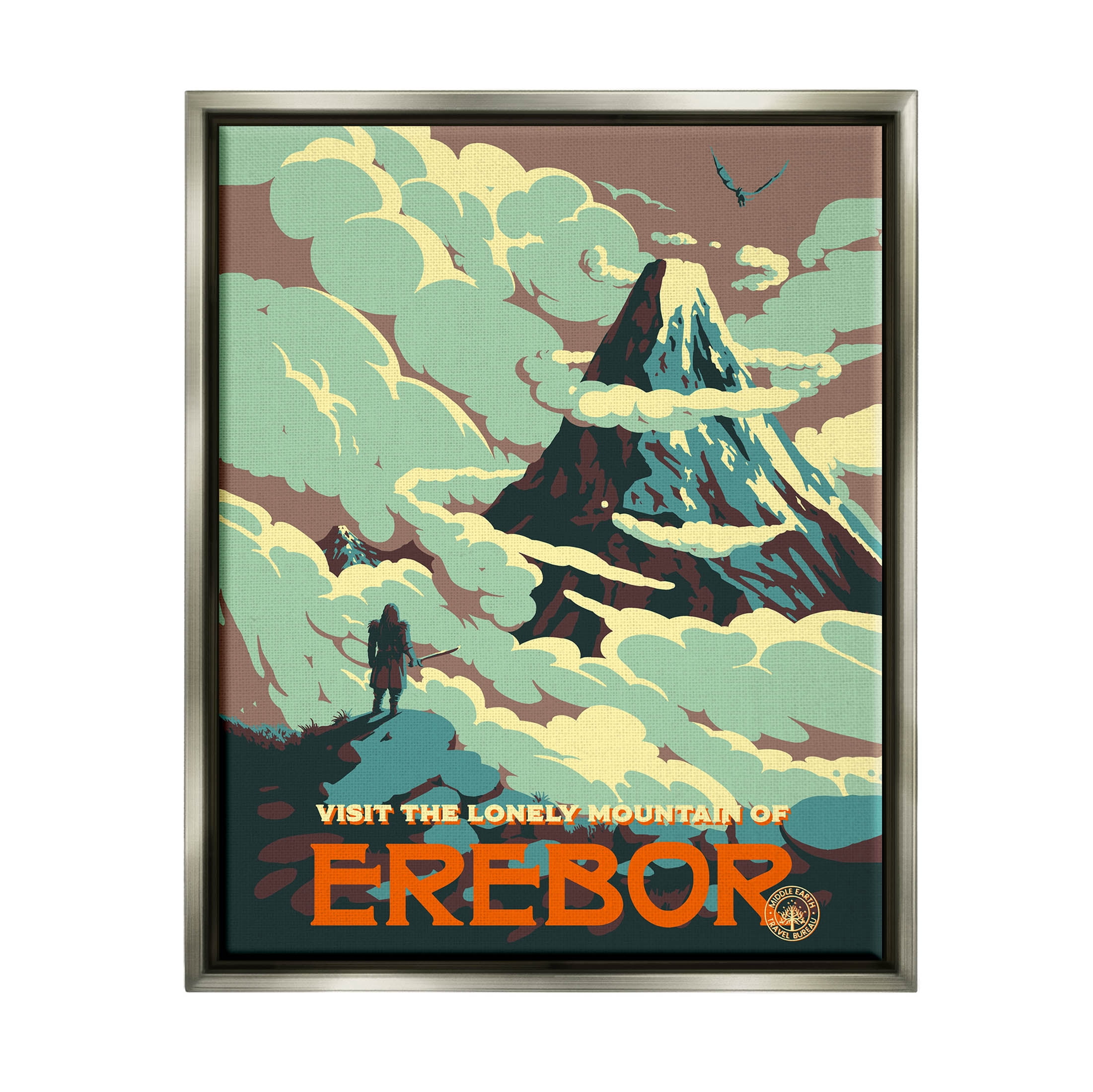 Stupell Industries Fantasy Science Fiction Erebor Mountain Graphic Art Luster Gray Floating Framed Canvas Print Wall Art, Design by Matheus Lopes Castro