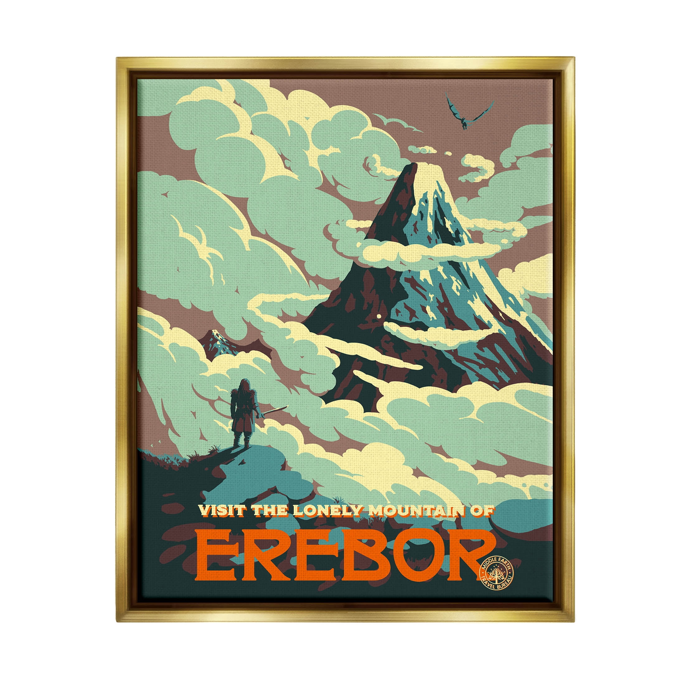 Stupell Industries Fantasy Science Fiction Erebor Mountain Graphic Art Metallic Gold Floating Framed Canvas Print Wall Art, Design by Matheus Lopes Castro