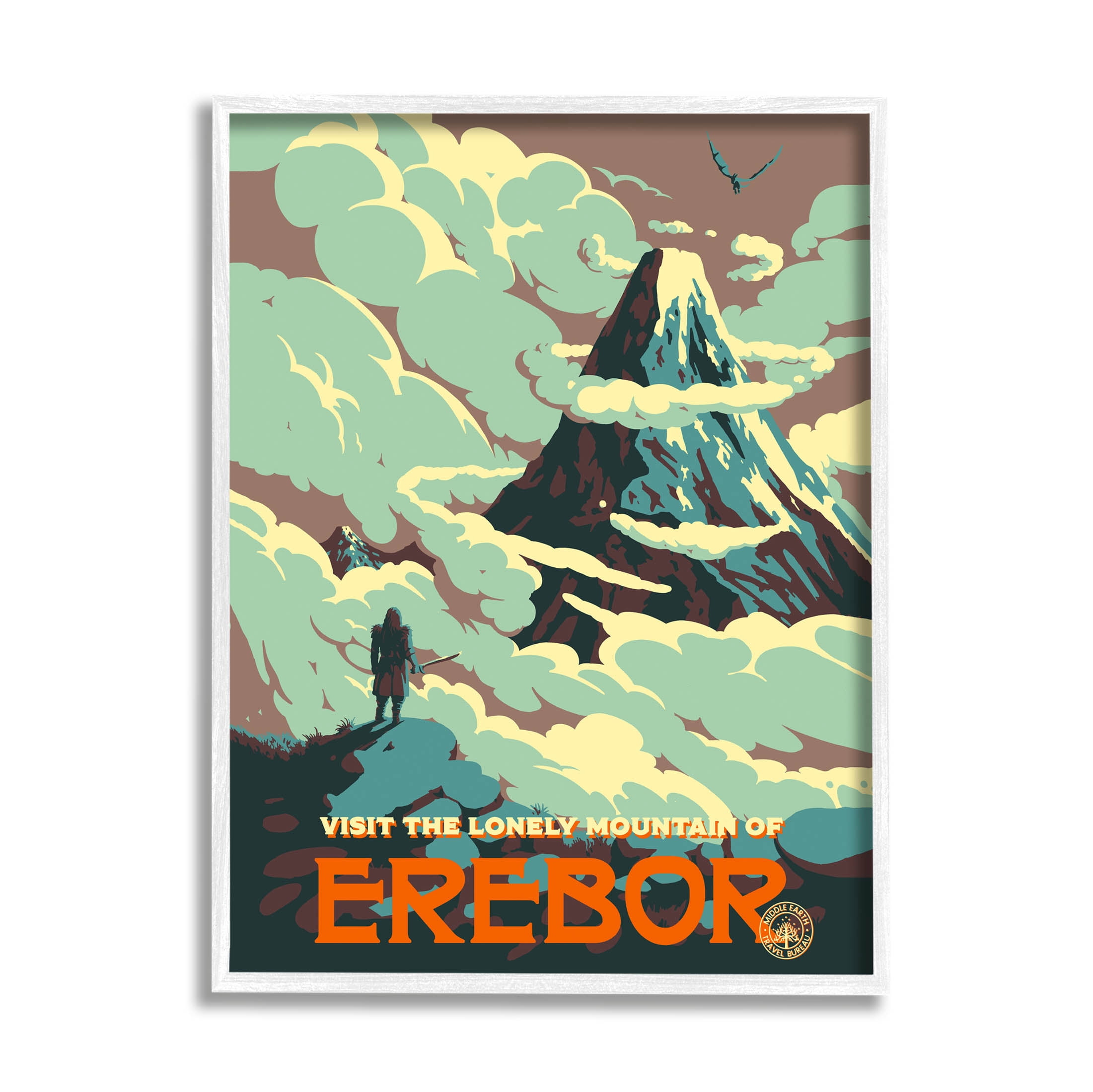 Stupell Industries Fantasy Science Fiction Erebor Mountain Graphic Art White Framed Art Print Wall Art, Design by Matheus Lopes Castro