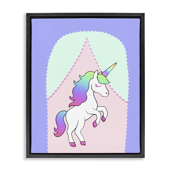 Stupell Industries Fantasy Unicorn in Pastels Black Framed Floater Canvas Wall Art design by Pooja Dave, 21 x 17