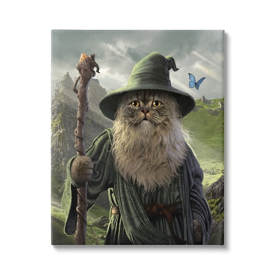 Stupell Industries Fantasy Wizard Cat Animals & Insects Painting Gallery Wrapped Canvas Art Print Wall Art, 30 x 40