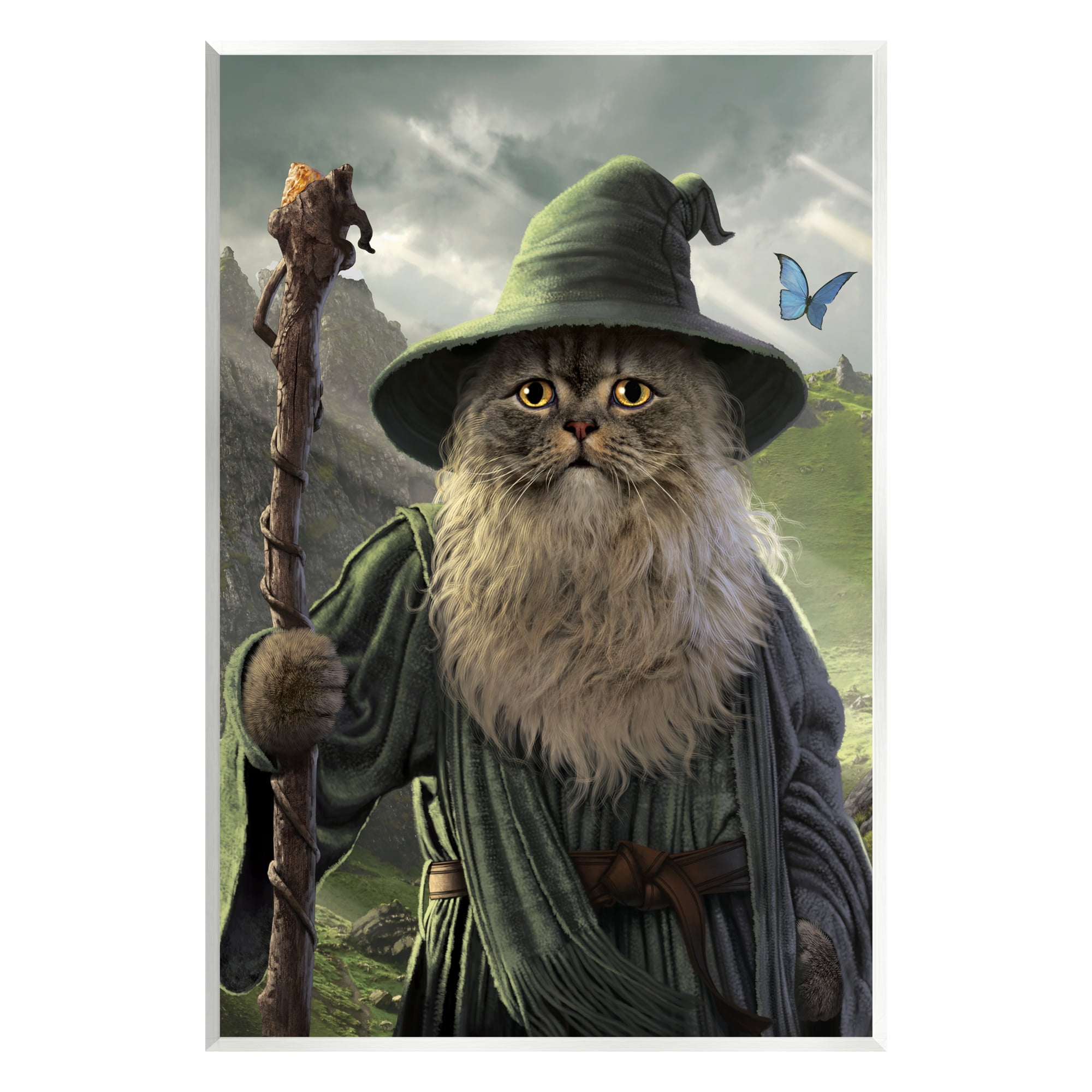 Stupell Industries Fantasy Wizard Cat Animals & Insects Painting Unframed Art Print Wall Art, 13 x 19