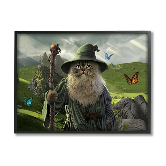 Stupell Industries Fantasy Wizard Scene Animals & Insects Painting Black Framed Art Print Wall Art, 20 x 16