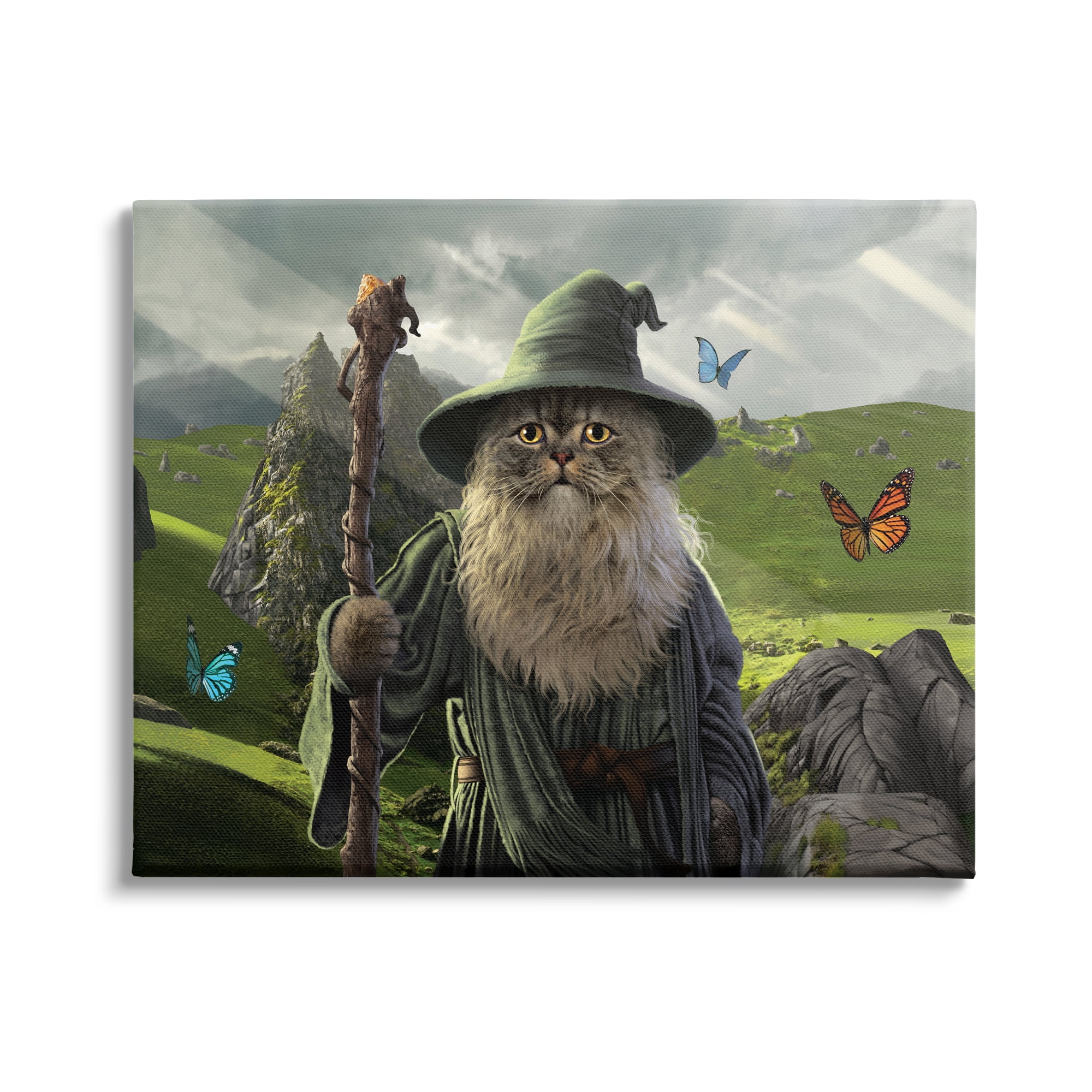 Stupell Industries Fantasy Wizard Scene Animals & Insects Painting Gallery Wrapped Canvas Art Print Wall Art, 48 x 36