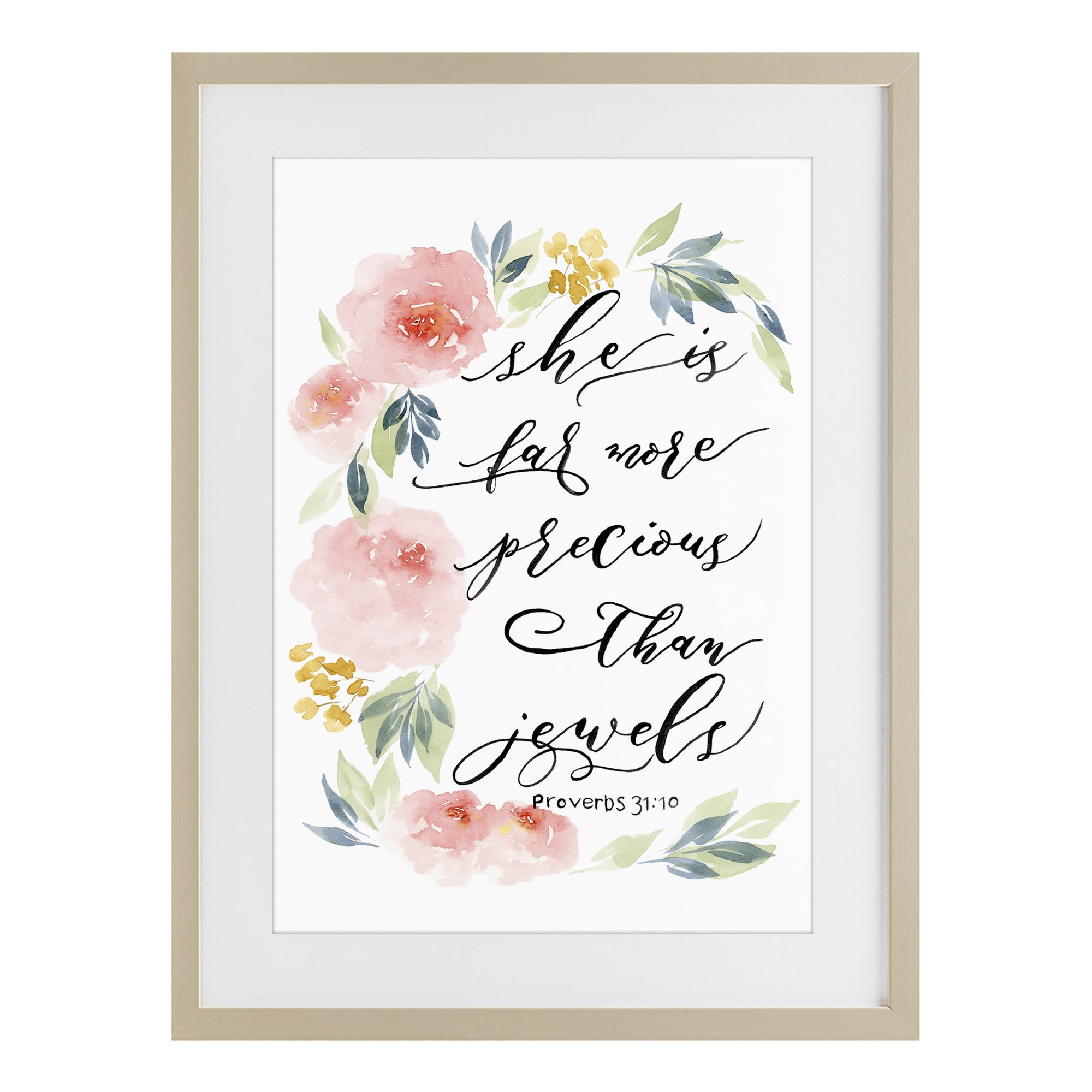 Stupell Industries Far More Precious Than Jewels Birch Framed Print Under Glass, design by Lucille Price