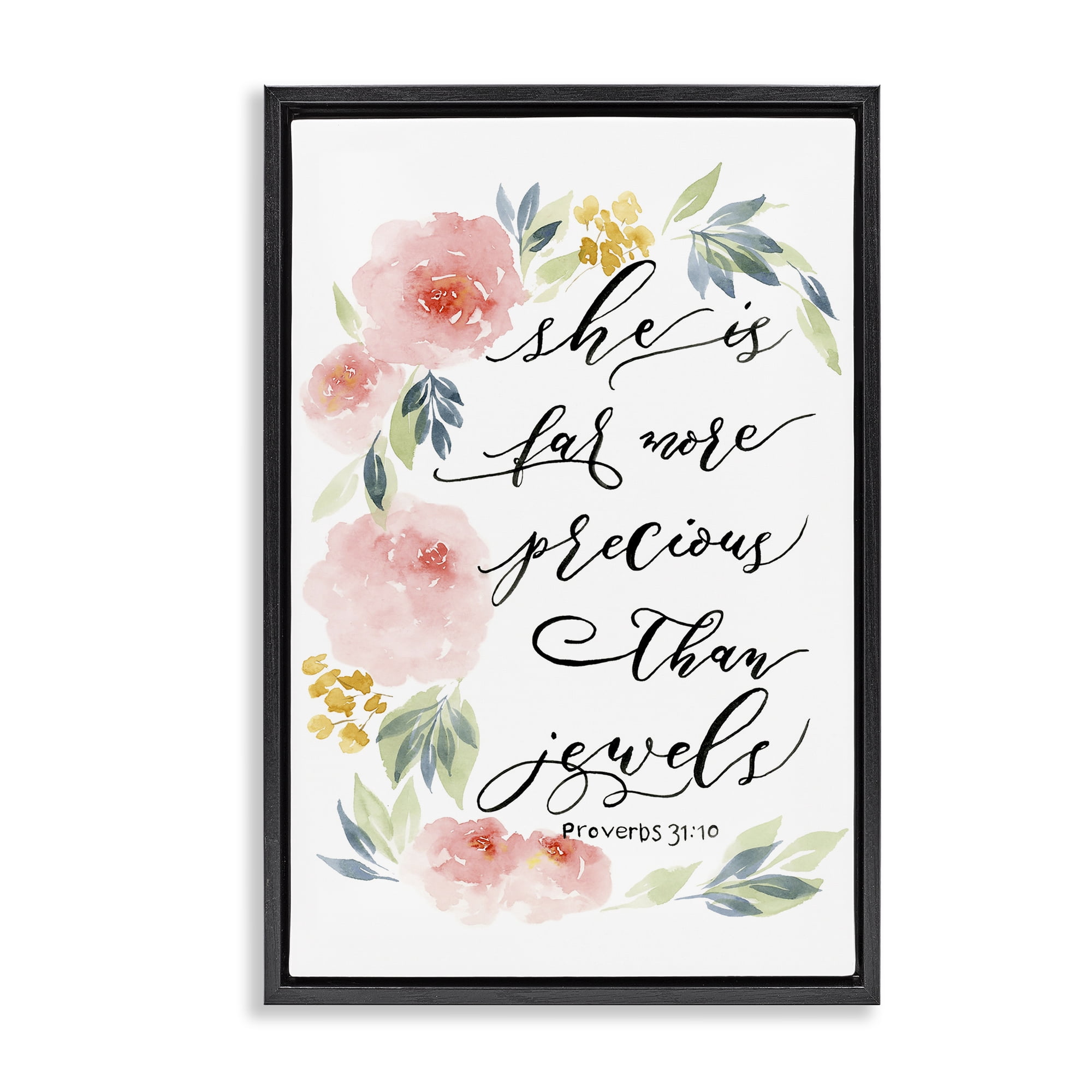 Stupell Industries Far More Precious Than Jewels Black Framed Floater Canvas Wall Art, design by Lucille Price