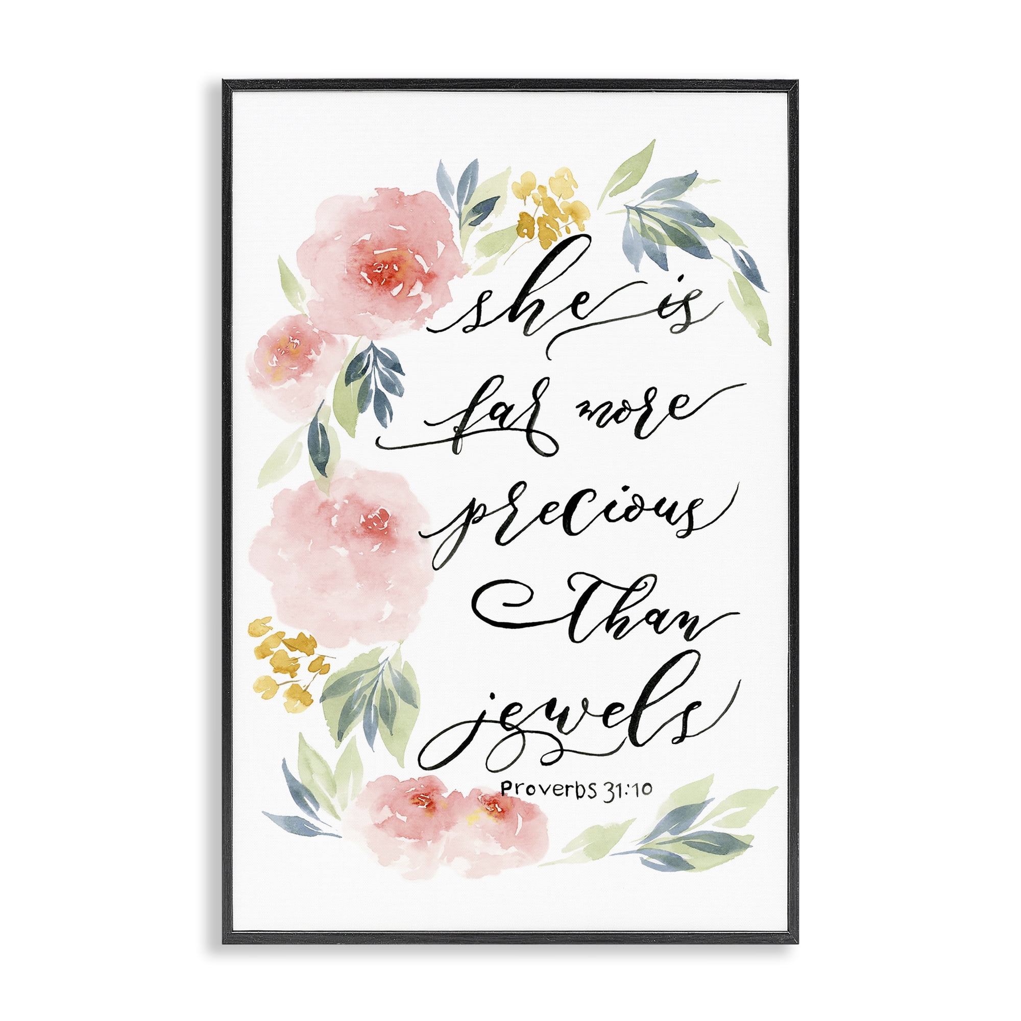 Stupell Industries Far More Precious Than Jewels Black Framed Giclee Art, design by Lucille Price