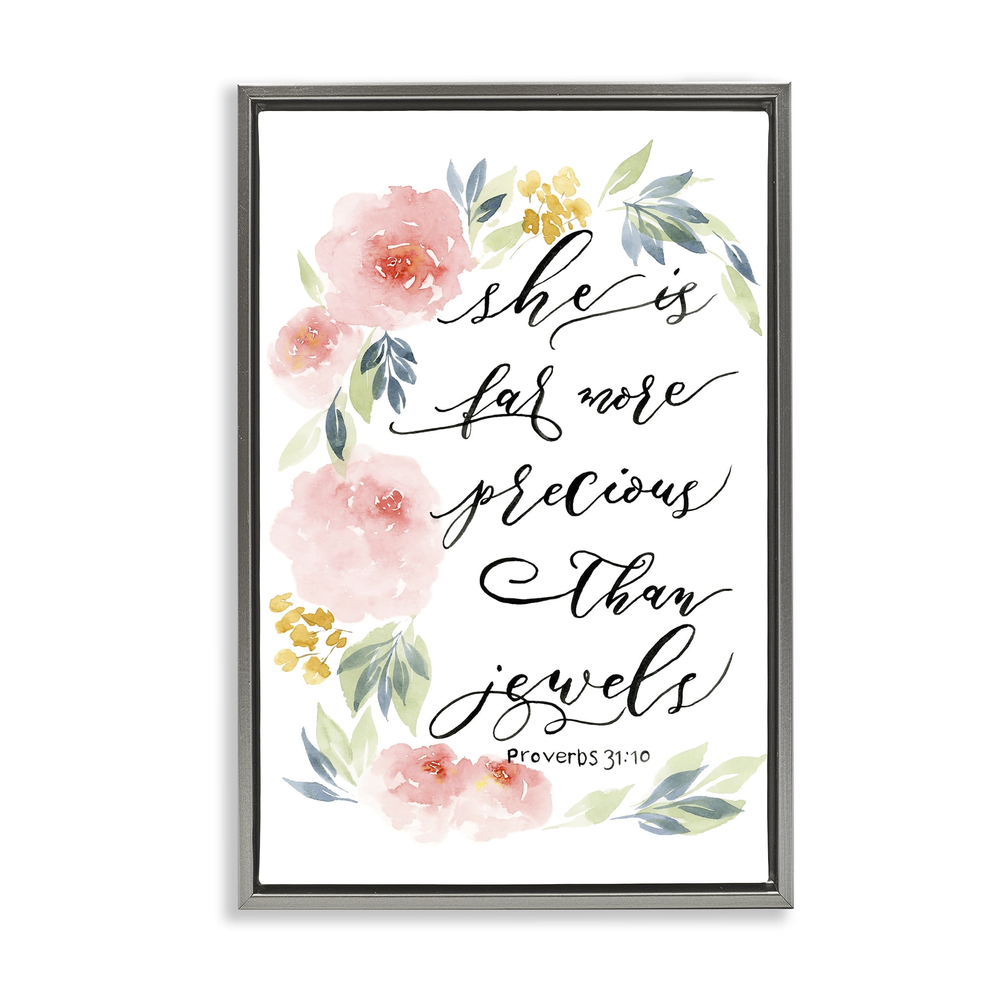 Stupell Industries Far More Precious Than Jewels Gray Framed Floater Canvas Wall Art, design by Lucille Price