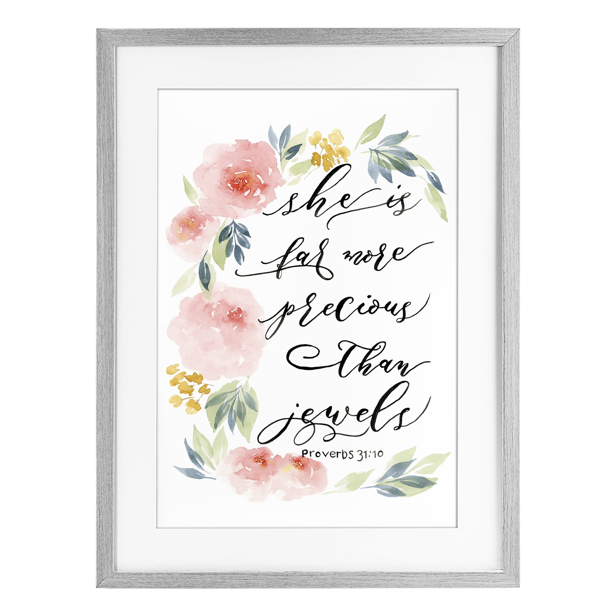 Stupell Industries Far More Precious Than Jewels Gray Framed Print Under Glass, design by Lucille Price
