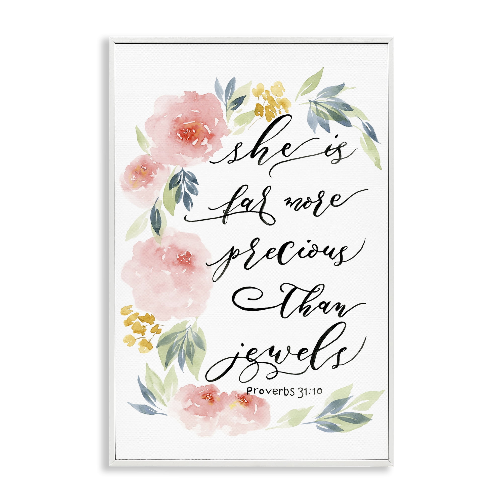 Stupell Industries Far More Precious Than Jewels White Framed Giclee Art, design by Lucille Price