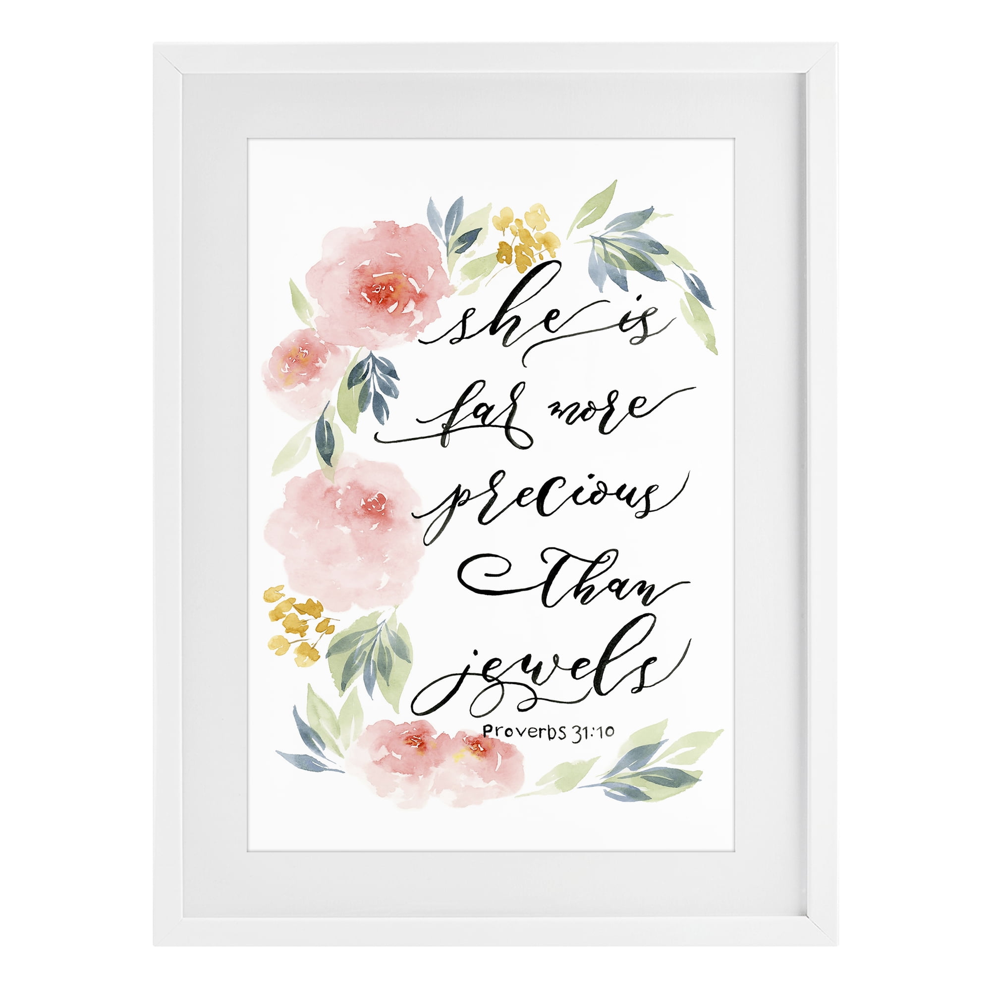 Stupell Industries Far More Precious Than Jewels White Framed Print Under Glass, design by Lucille Price