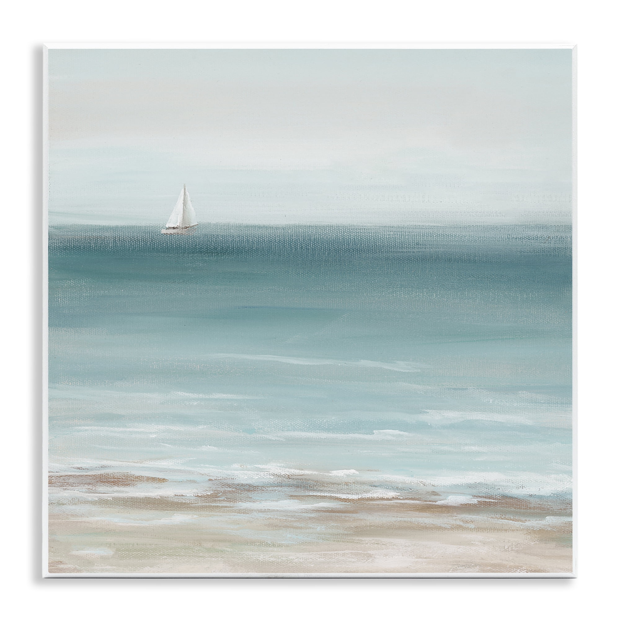 Stupell Industries Faraway Boat on Ocean Nautical & Beach Painting Unframed Art Print Wall Art, 12 x 12