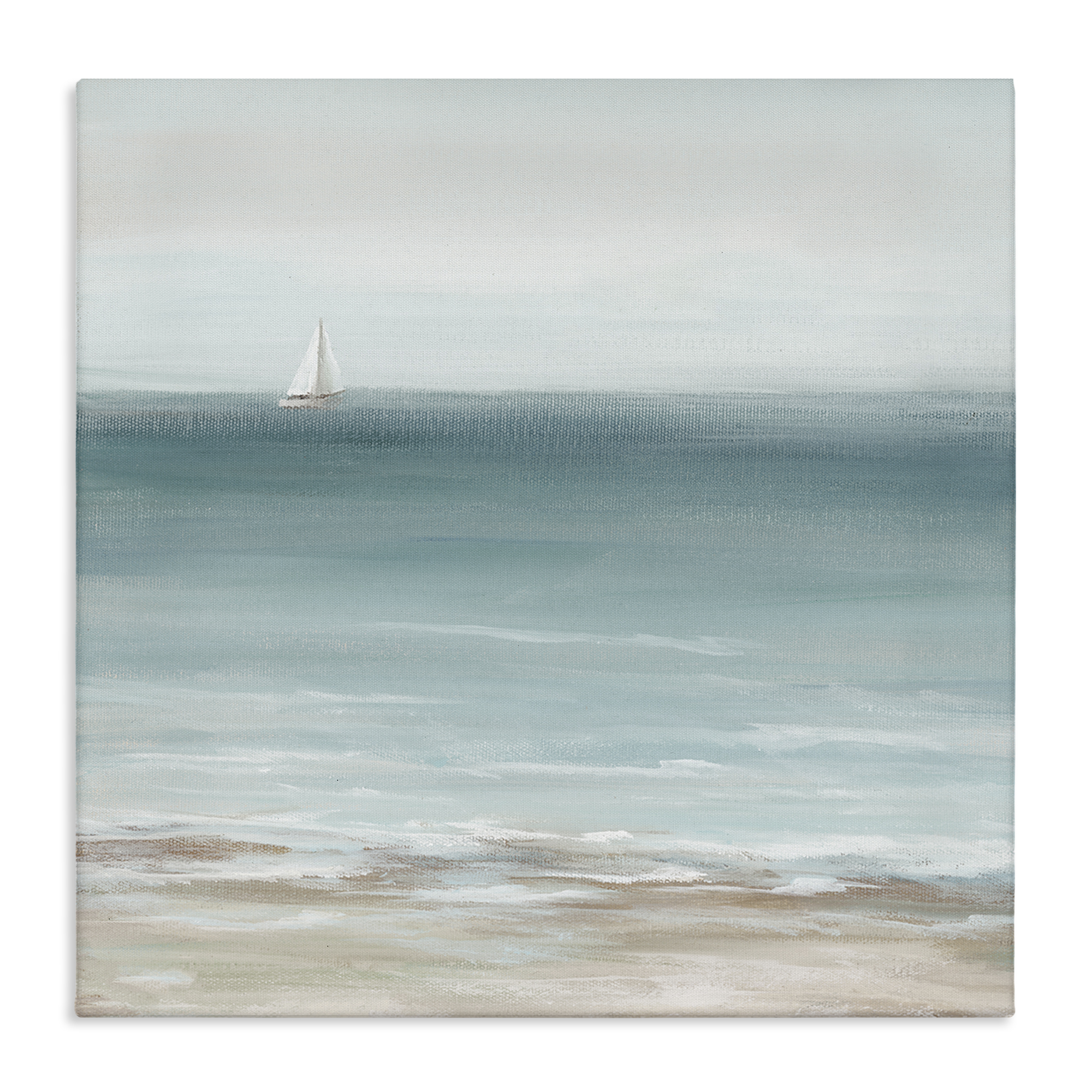 Stupell Industries Faraway Boat on Ocean Nautical & Beach Painting Wrapped Canvas Art Print Wall Art, 30 x 30