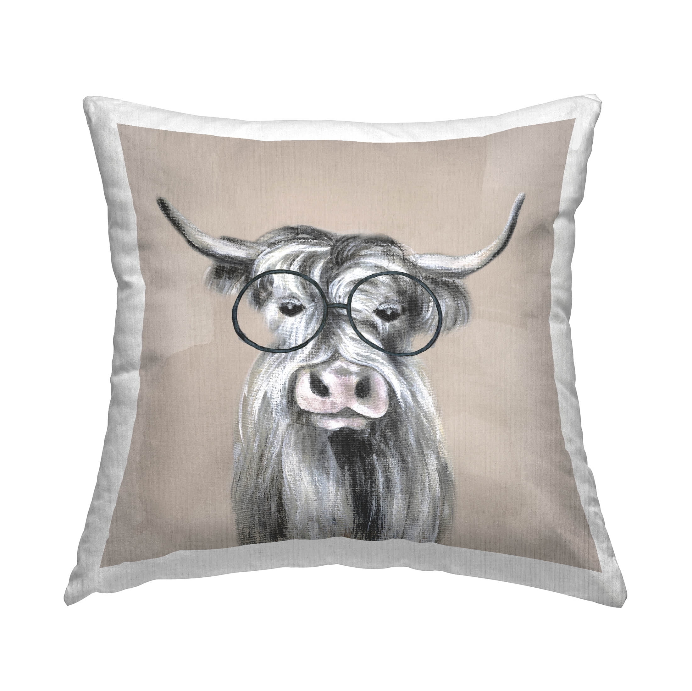Stupell Industries Farm Animal Cattle Glasses Printed Throw Pillow Design by Tava Studios