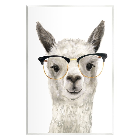 Stupell Industries Farm Animal Llama In Glasses Animals & Insects Painting Unframed Art Print Wall Art