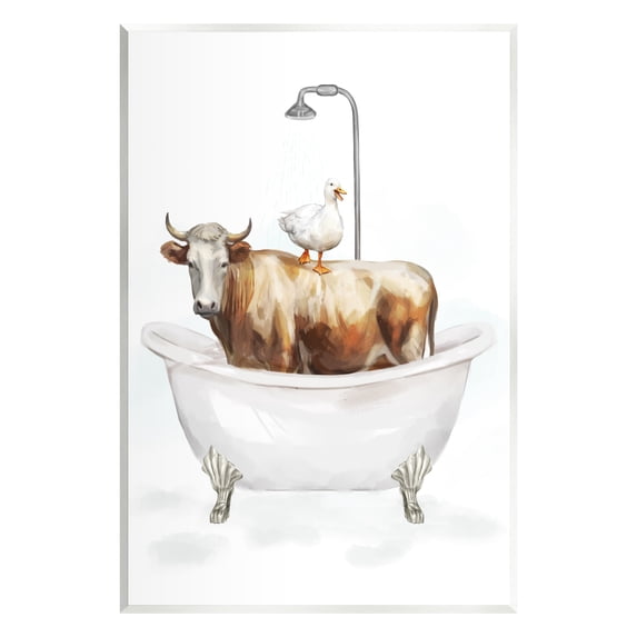 Stupell Industries Farm Animals Bathtub Animals & Insects Painting Unframed Art Print Wall Art, 10 x 15